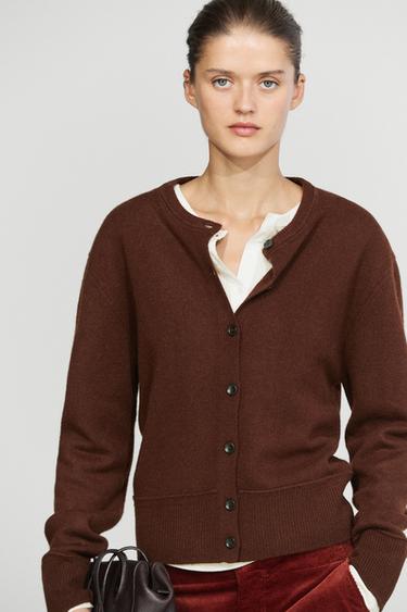 100% Wool Short Knit Cardigan — MAROON 3
