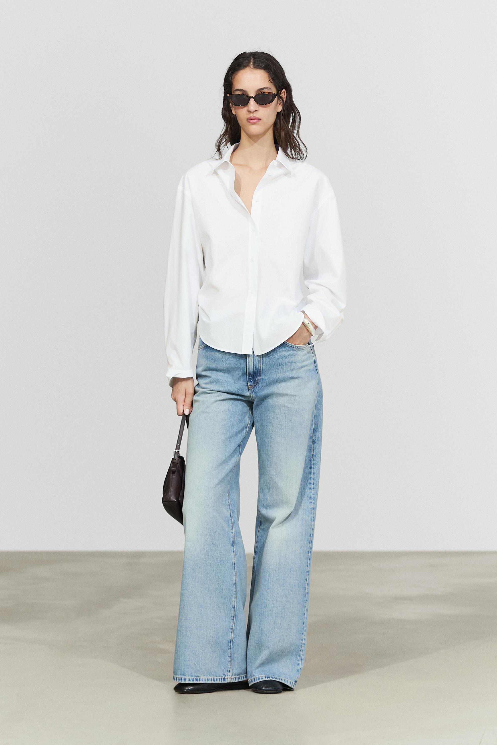 100% cotton poplin shirt with back detail — WHITE