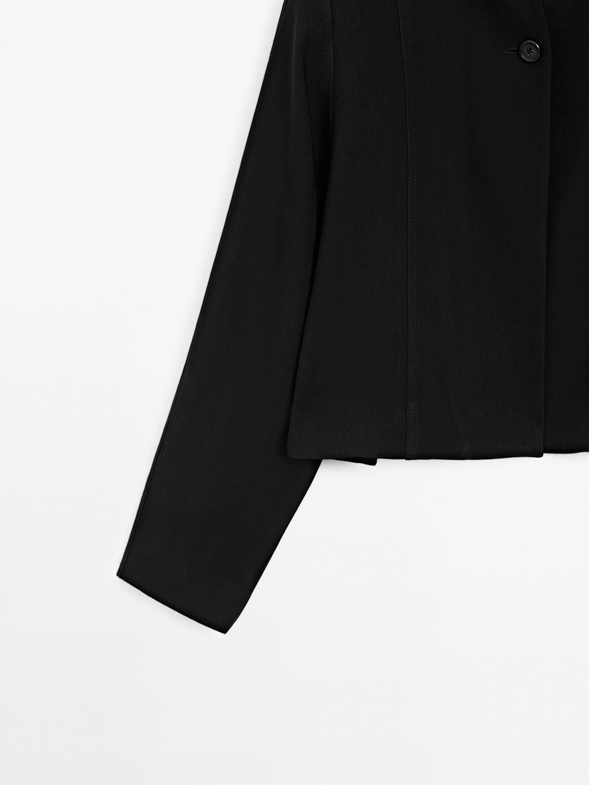 Short linen blend blazer