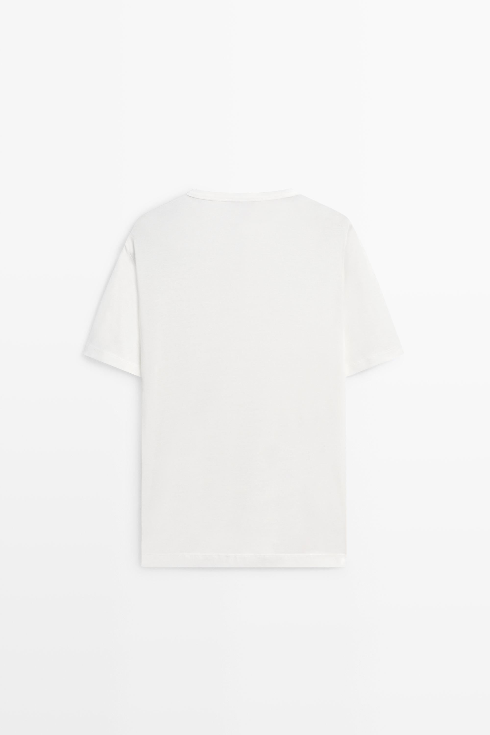 100% cotton henley T-shirt — Off white