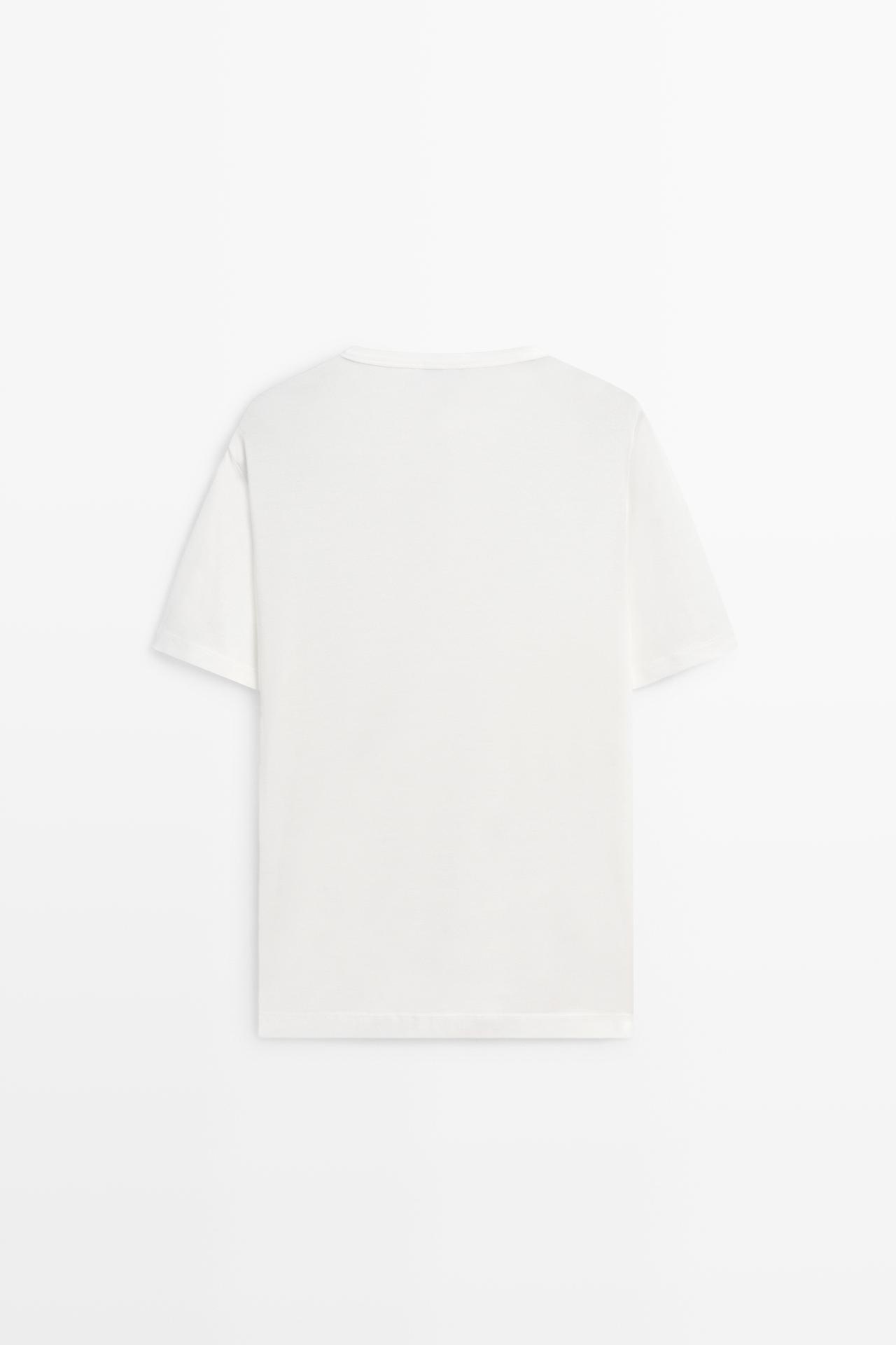 100% cotton henley T-shirt — Off white