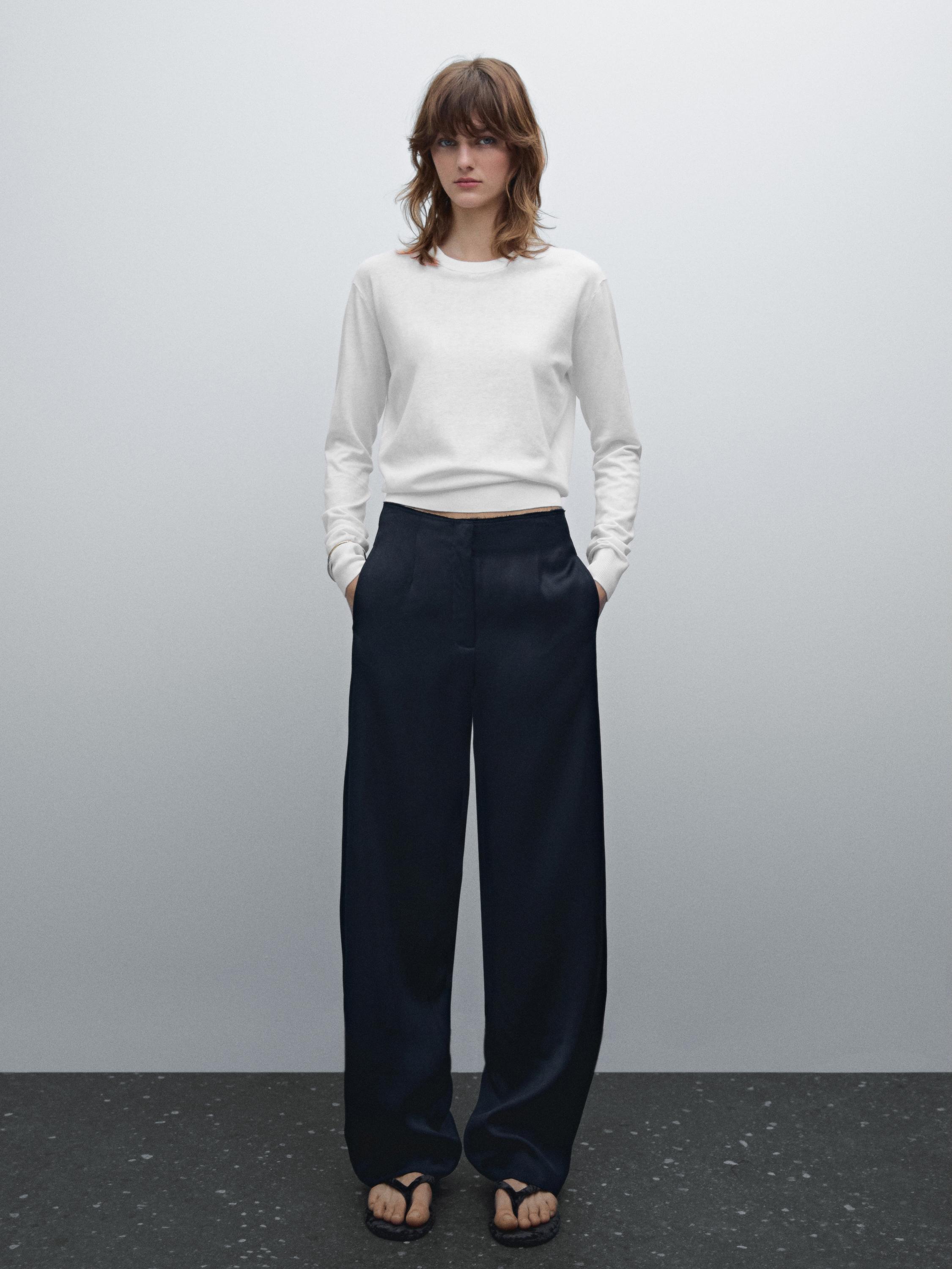 Cotton blend knit sweater