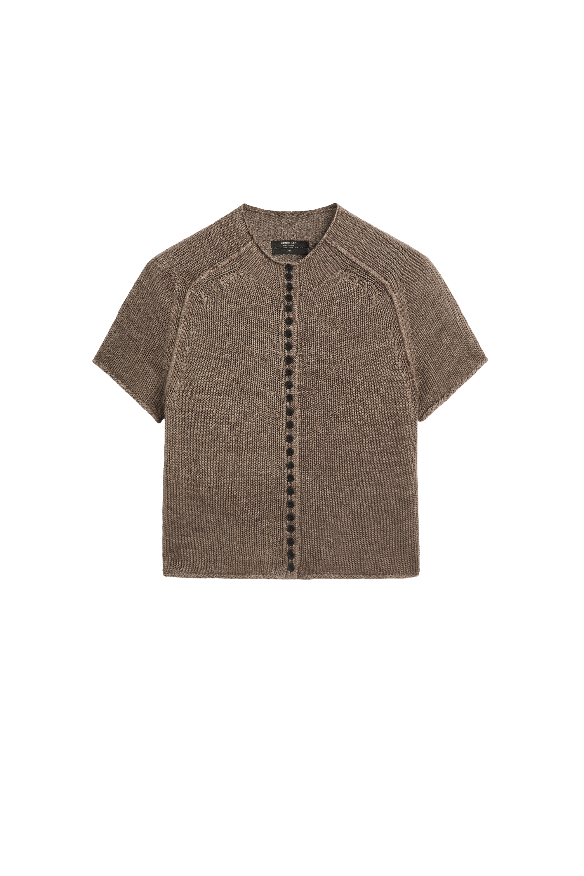 Massimo Dutti %100 Keten Düğmeli Triko Hırka görsel 4