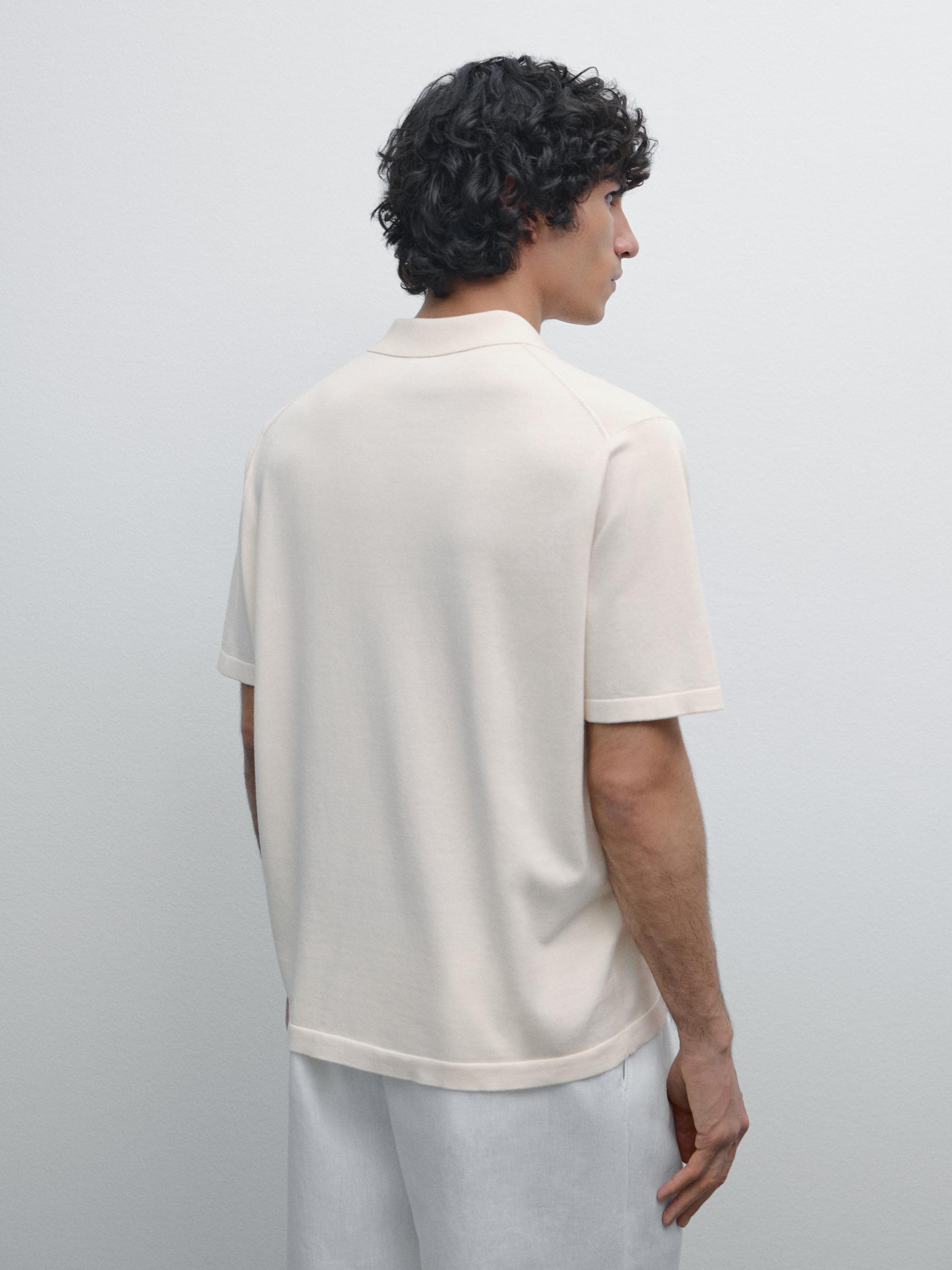 Knit cardigan with polo collar