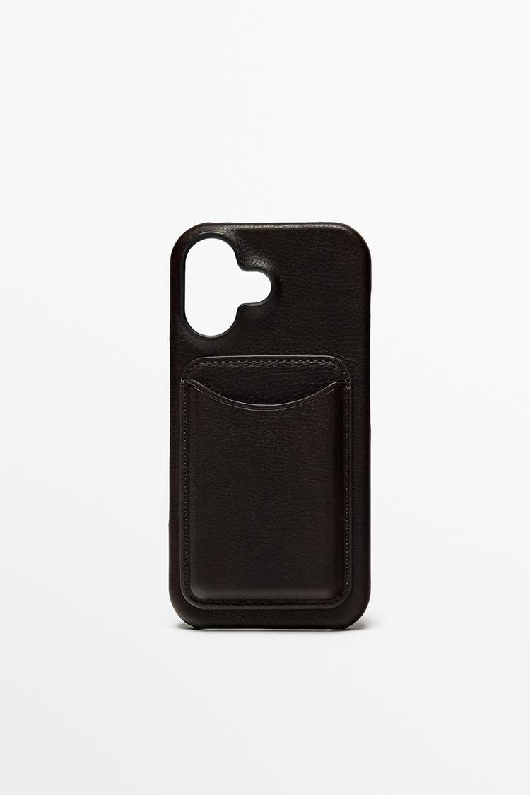 Nappa leather iPhone 17 case — BROWN