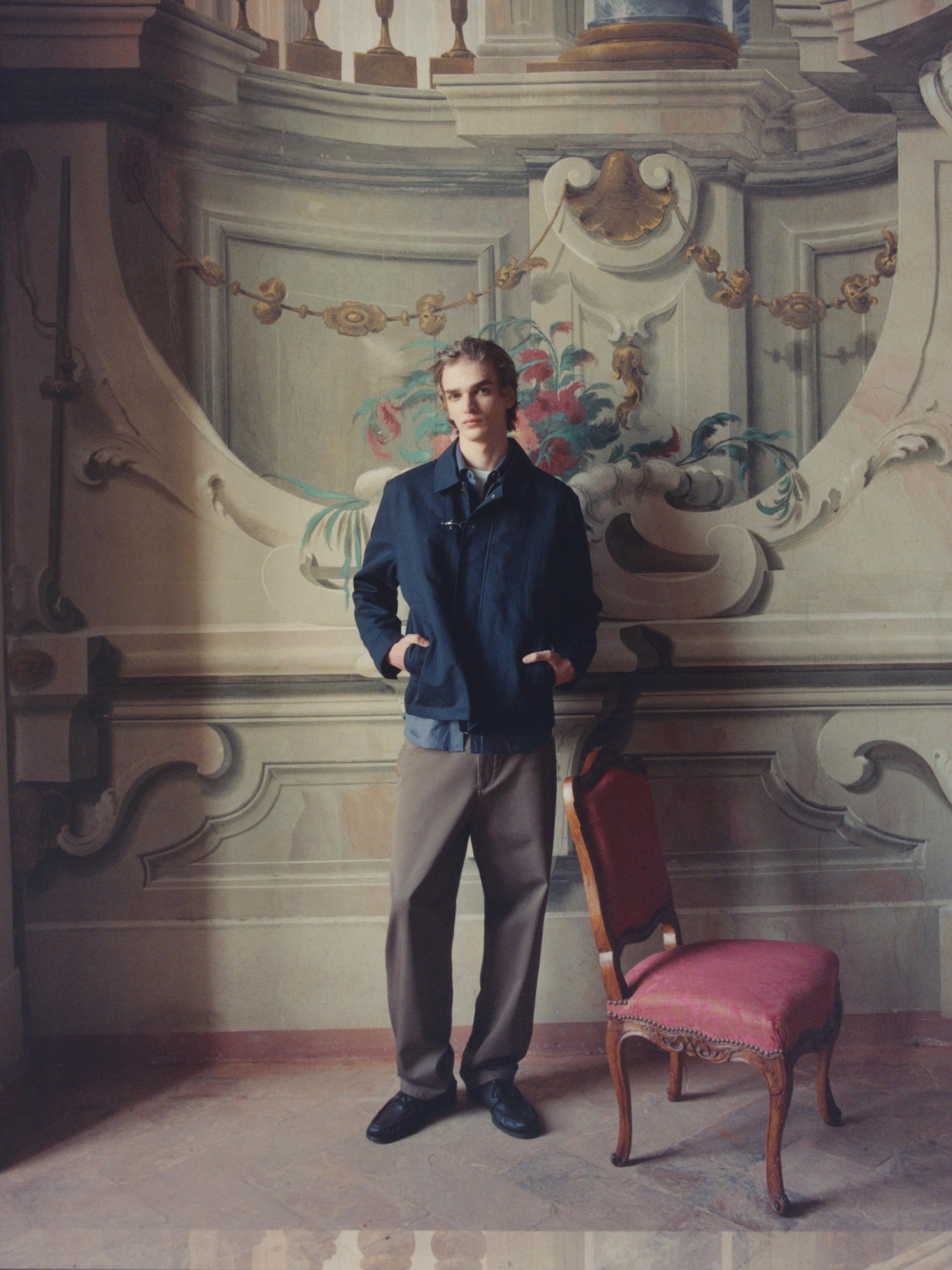 Cotton blend toggle jacket — NAVY BLUE