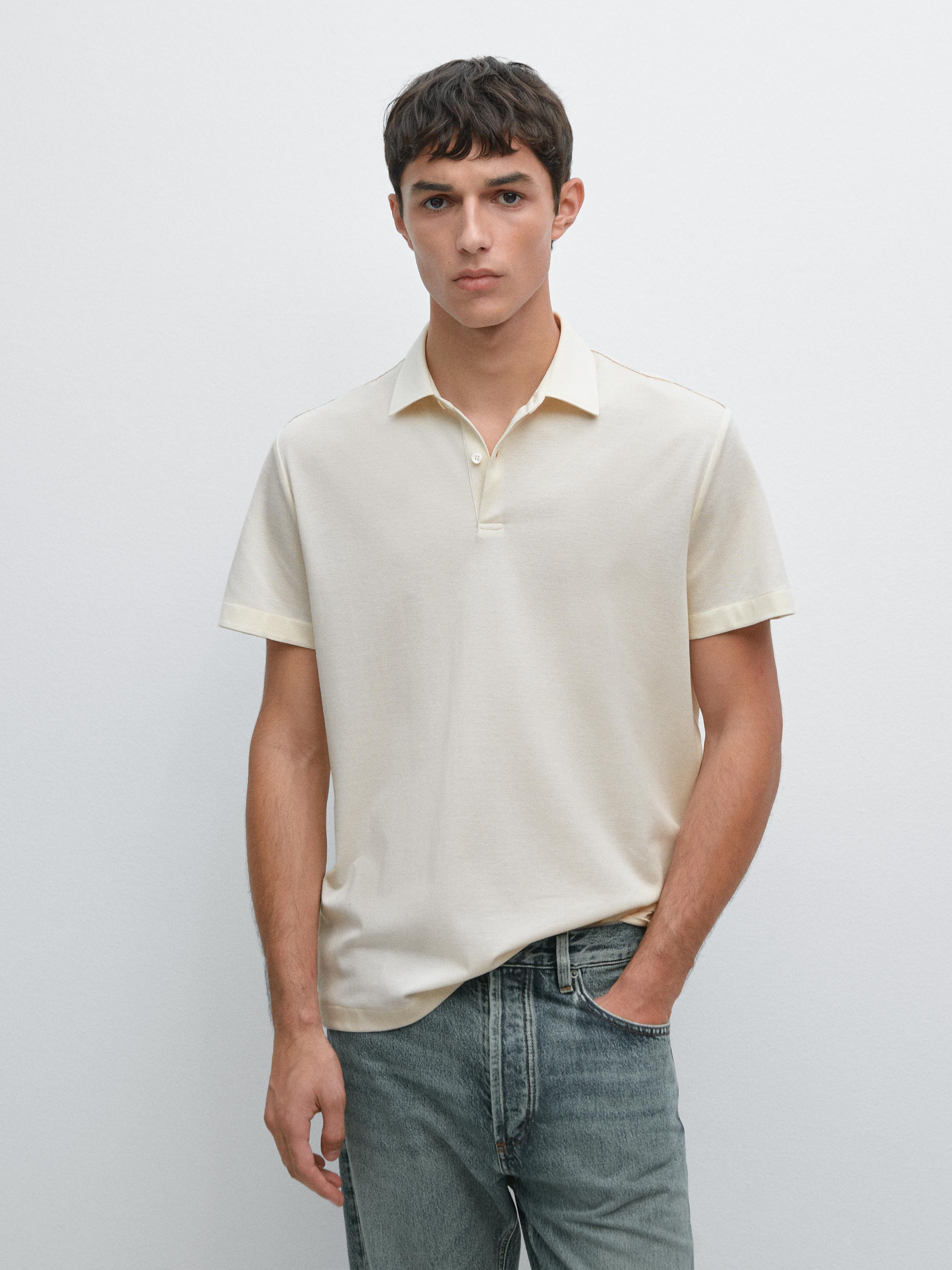 Short sleeve polo shirt with contrast seam detail