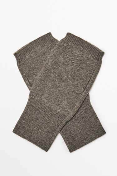 100% cashmere knit mittens — DARK KHAKI 2