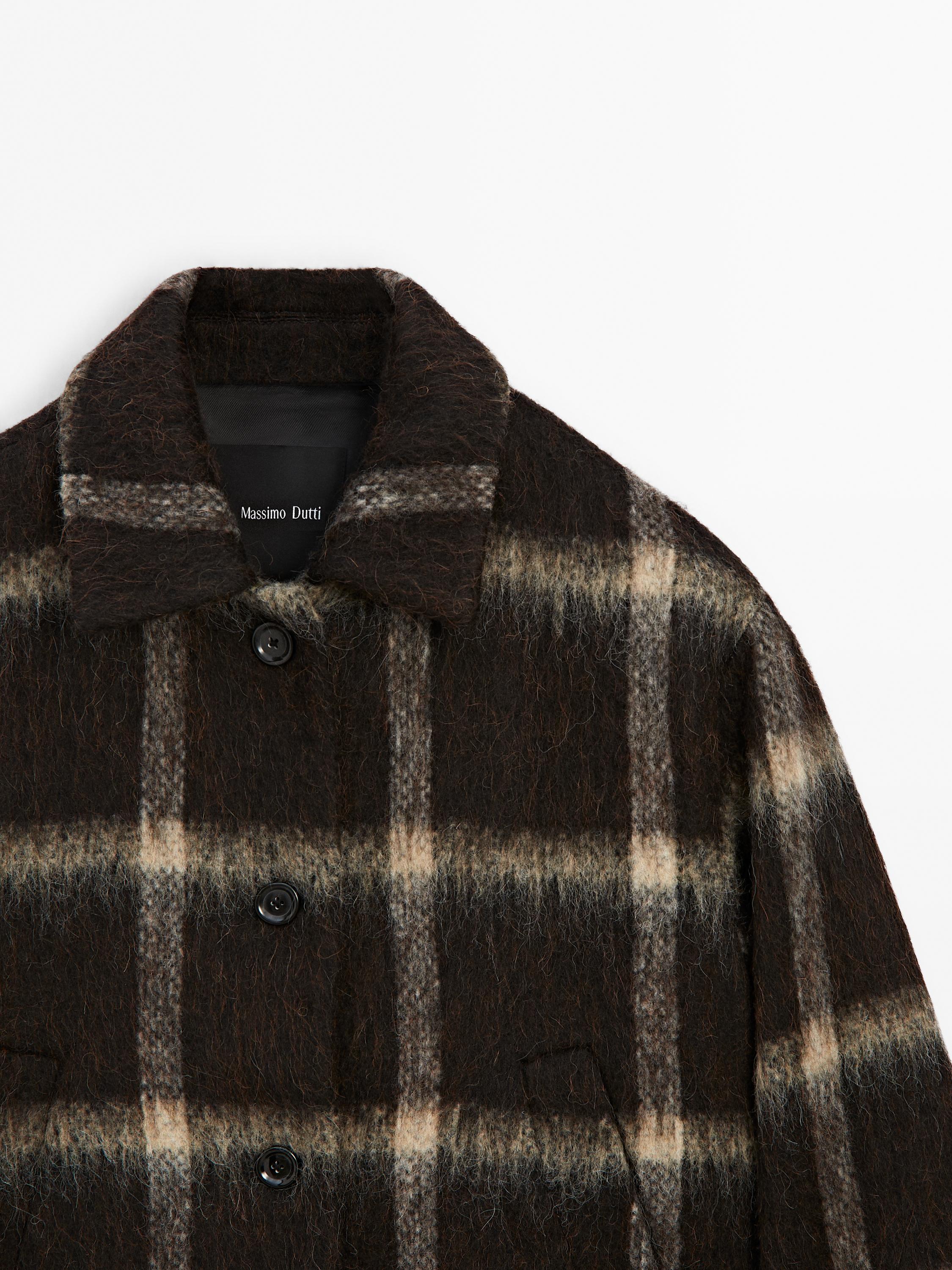 Check jacket with fabric detail
