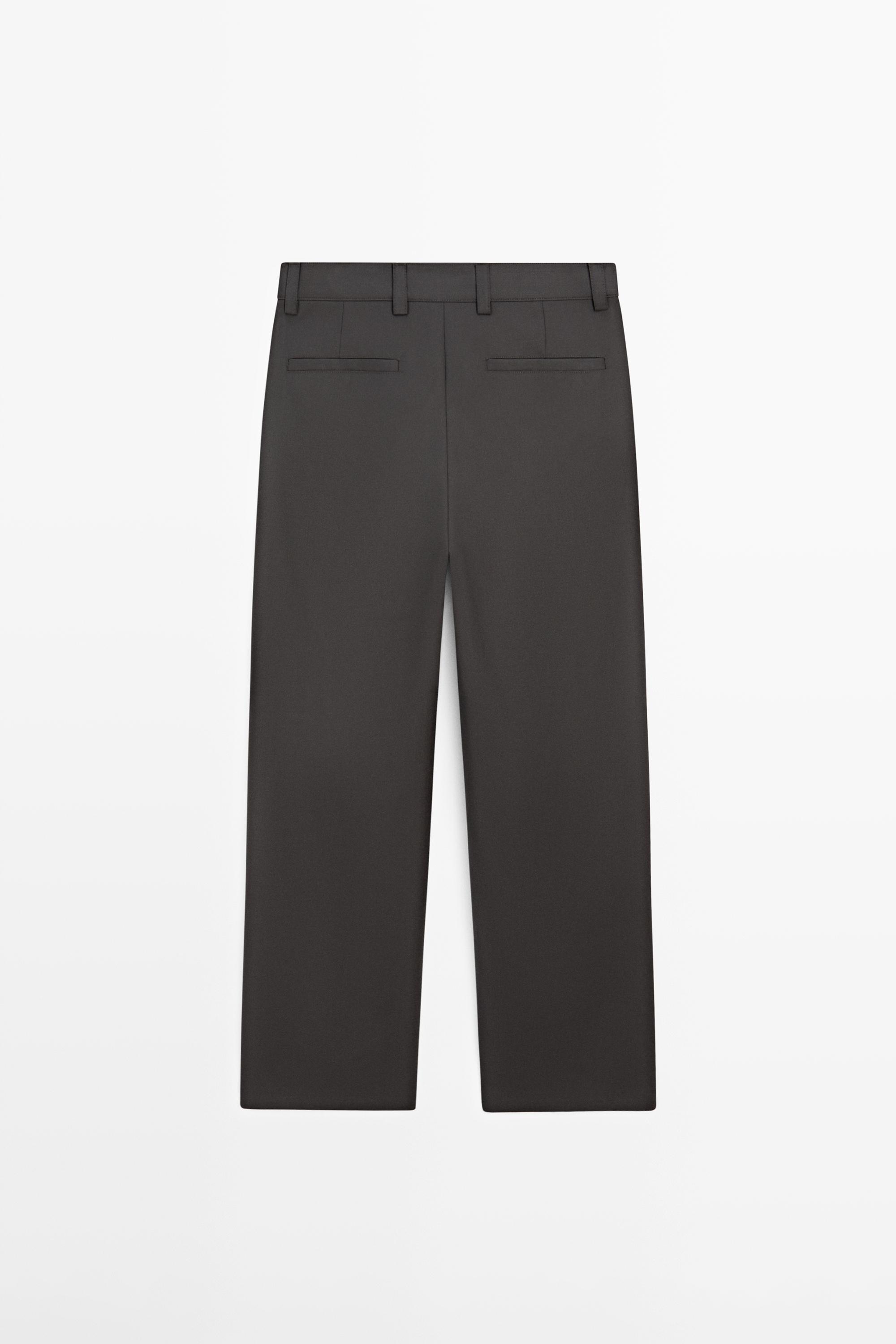 Relaxed fit wool blend trousers — STEEL