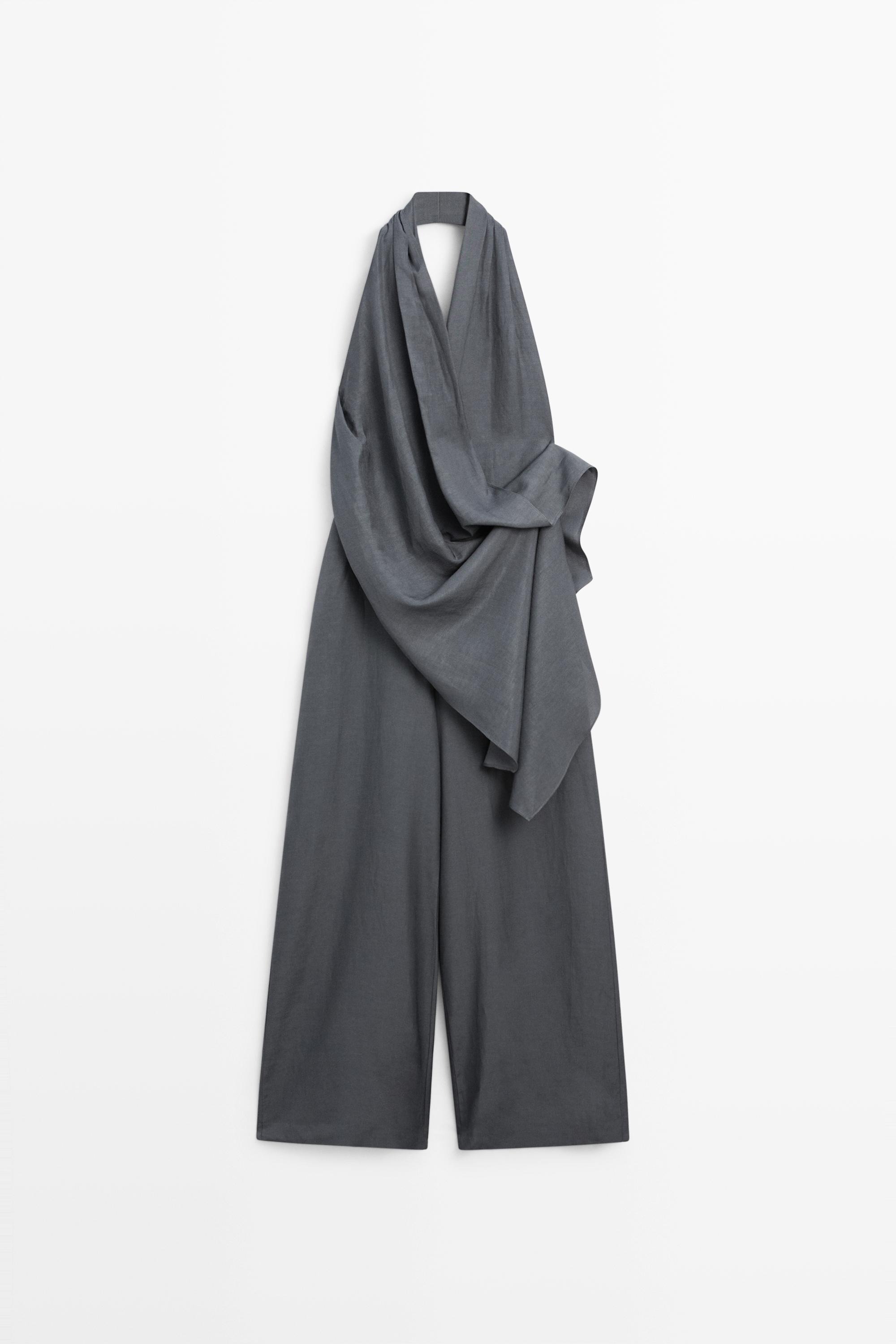 Asymmetrischer Overall mit Drapierung