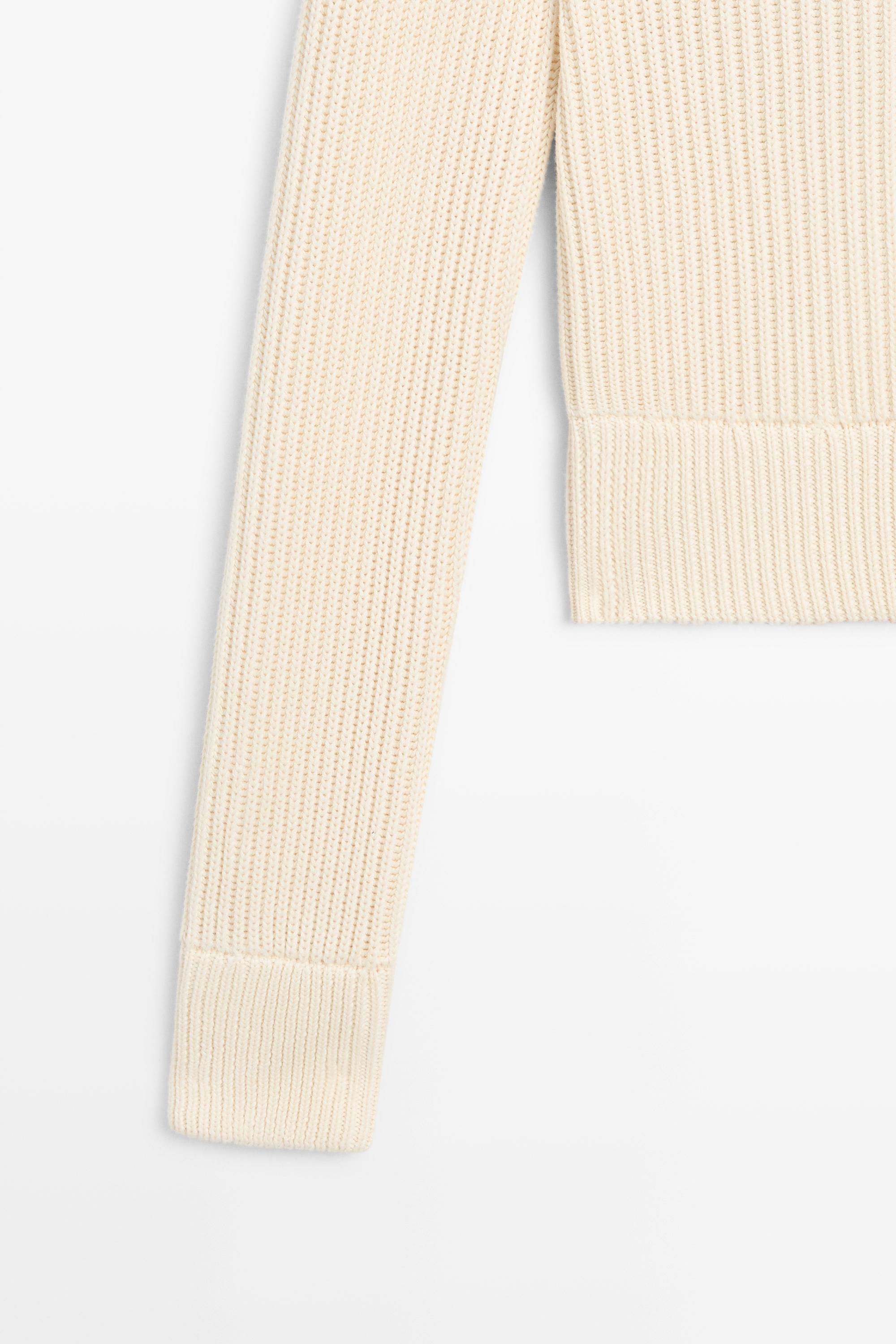 100% cotton purl knit cardigan — CREAM