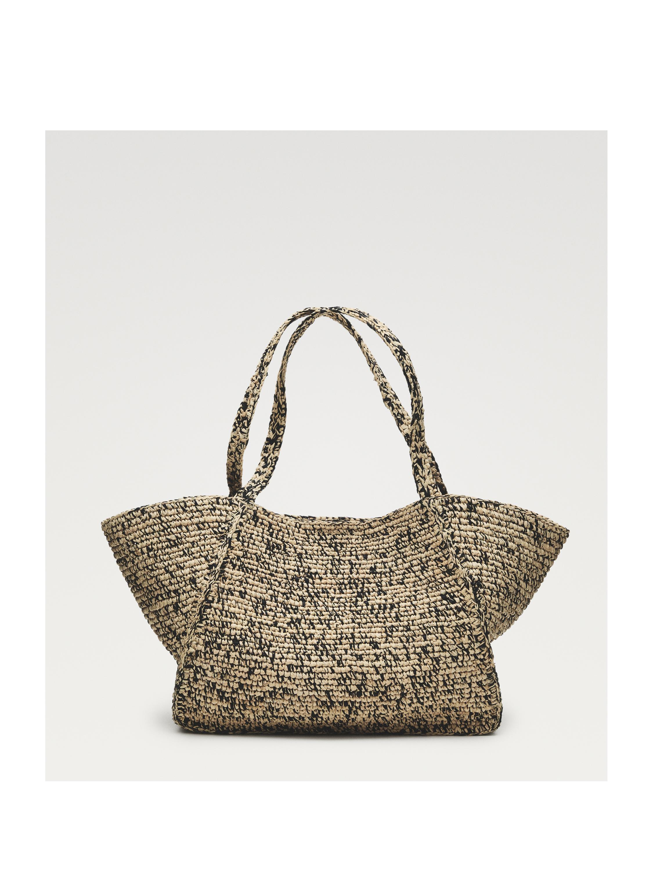 100% raffia mid-sized tote bag — GREY