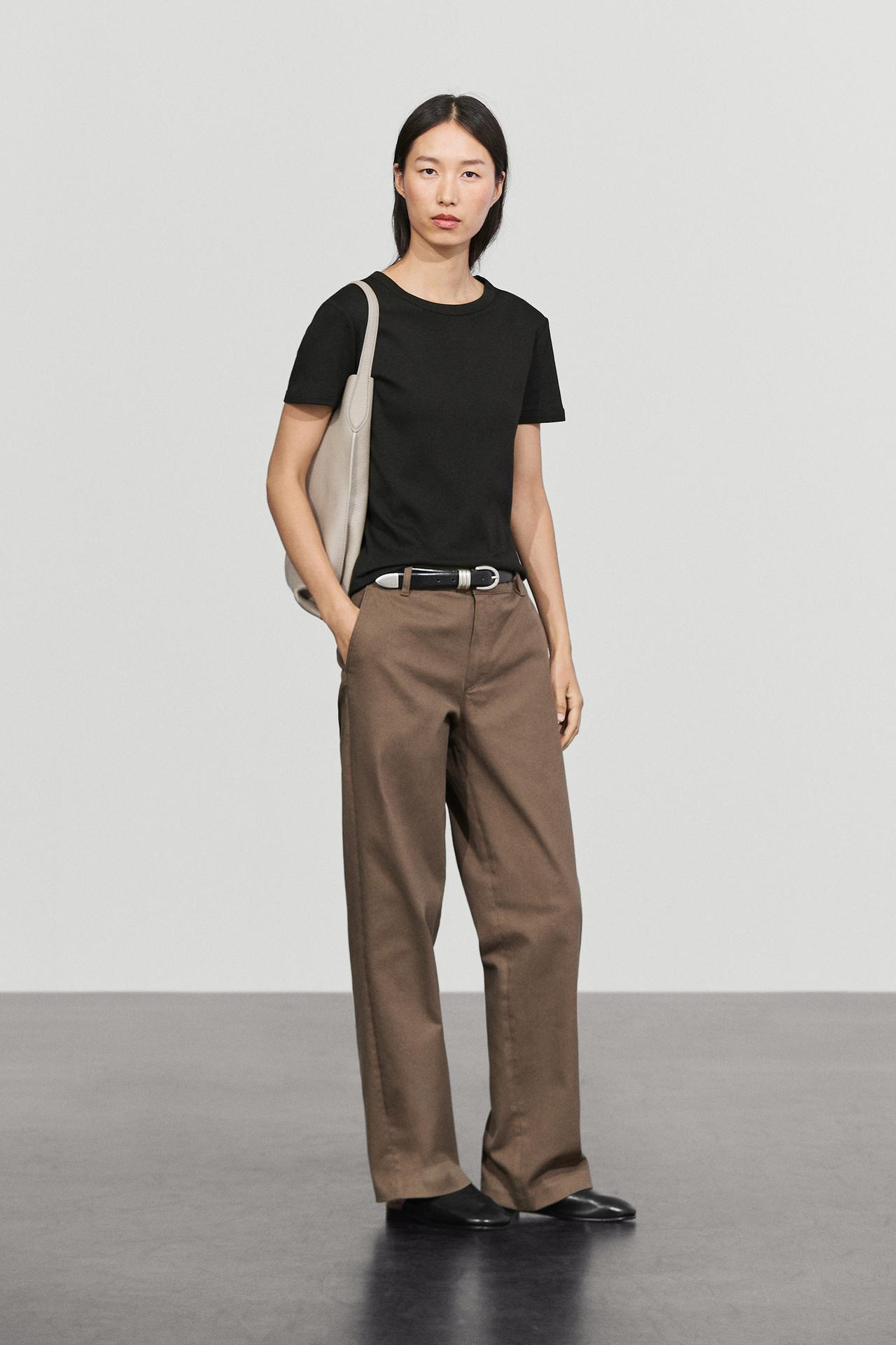Ribbed short sleeve T-shirt — BLACK