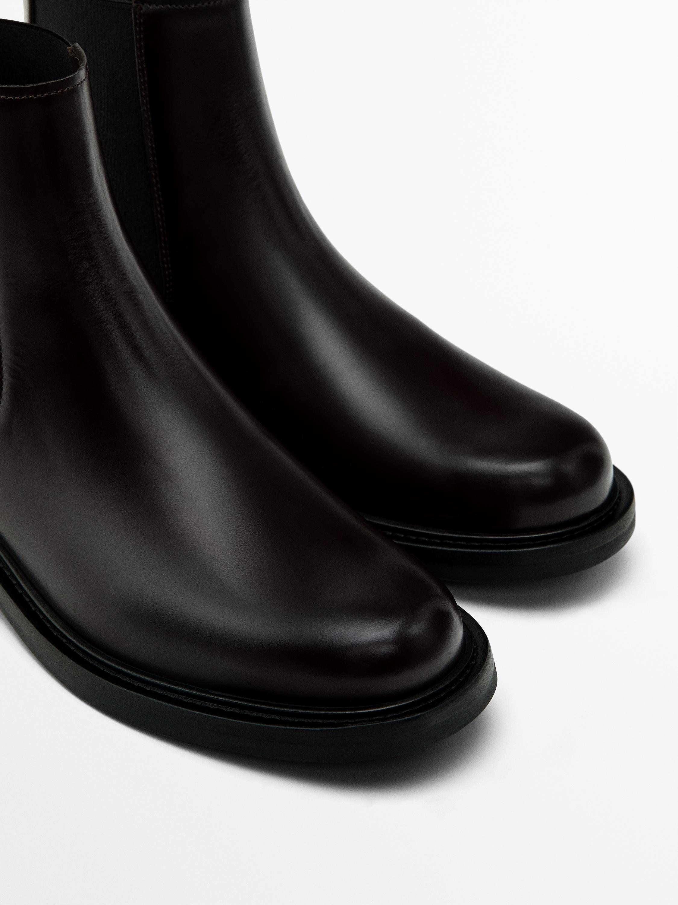 Brown leather chelsea ankle boots