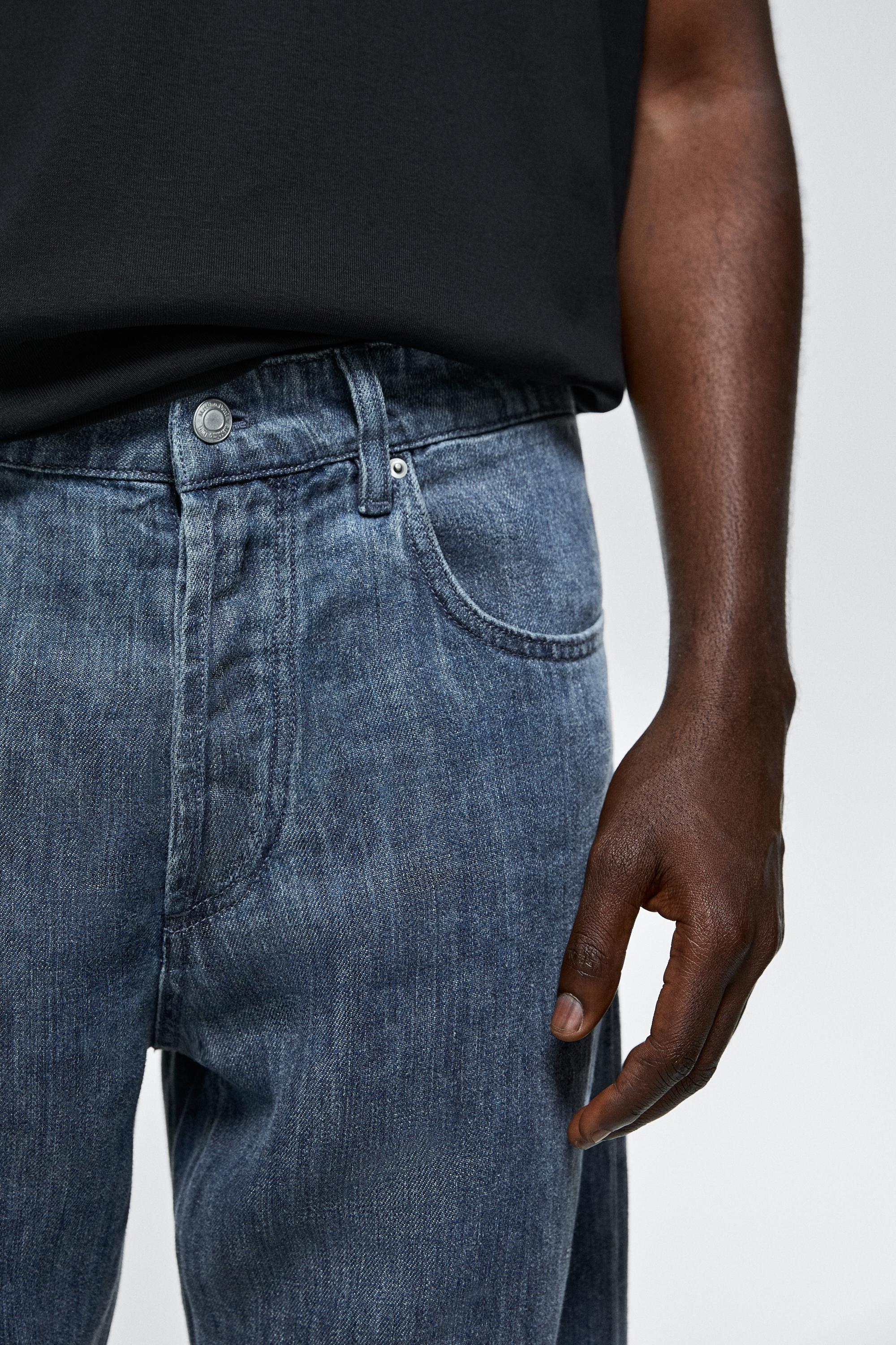 100% linen wide-leg jeans — DARK BLUE