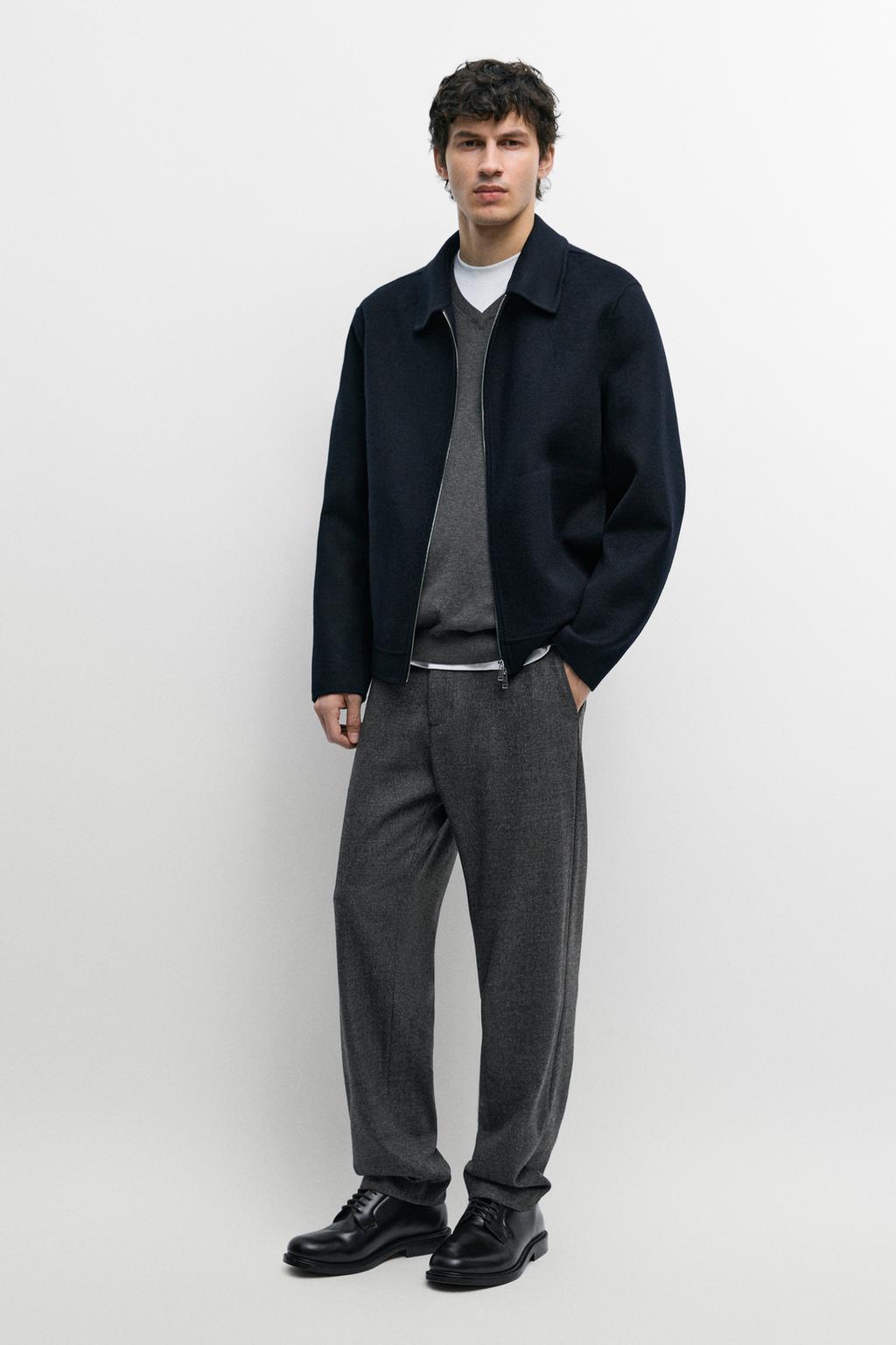 Wool blend jogger fit pants