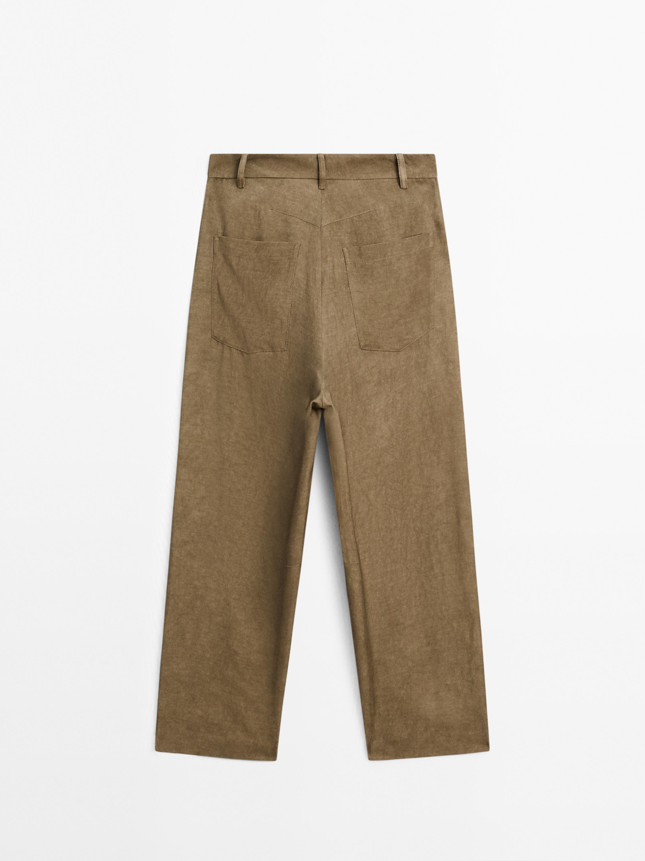 Flowing high-waist barrel fit trousers