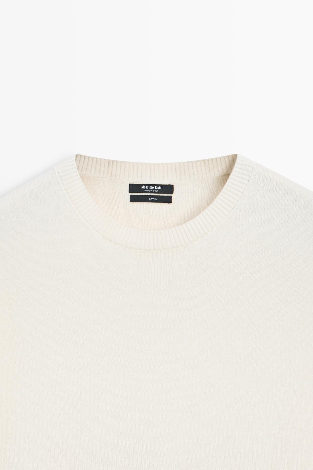 100% cotton knit top with knot detail — Off white
