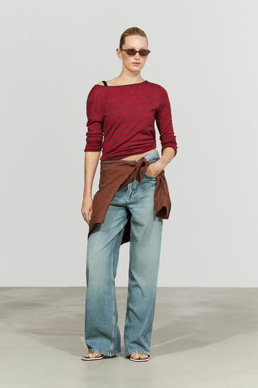 Striped wool-blend knit sweater — RED 8