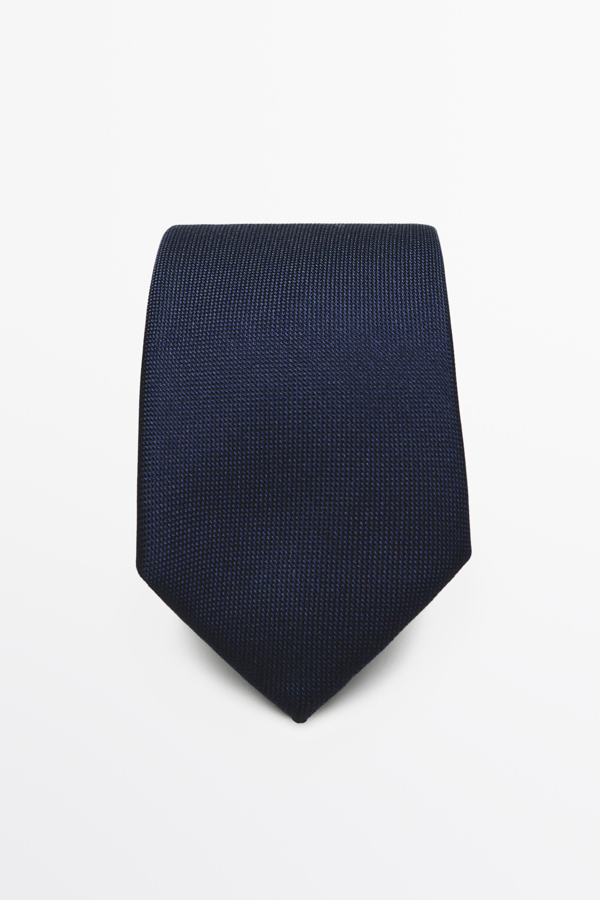 100% silk textured tie — NAVY BLUE