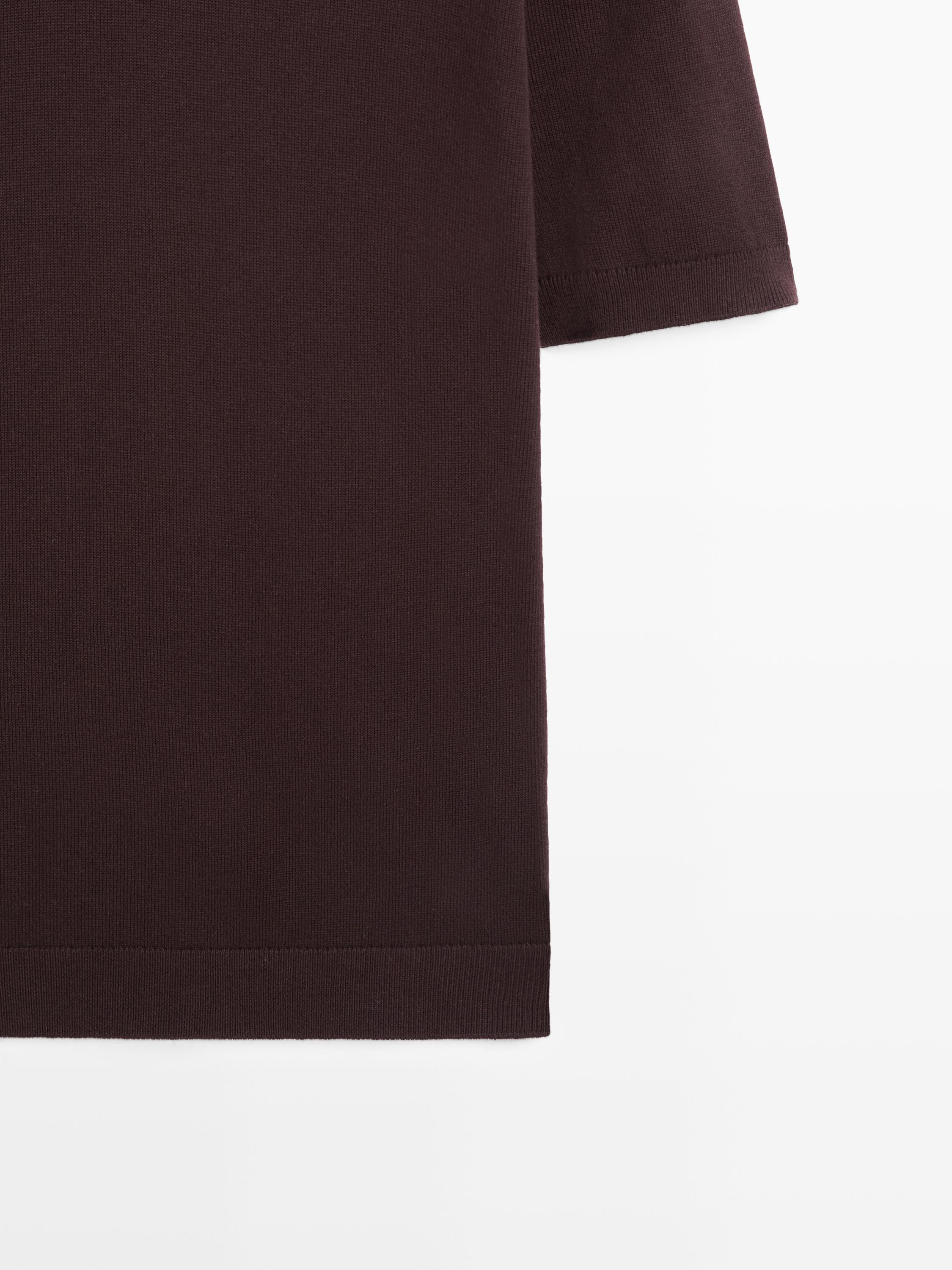 Cotton blend knit polo sweater — BURGUNDY