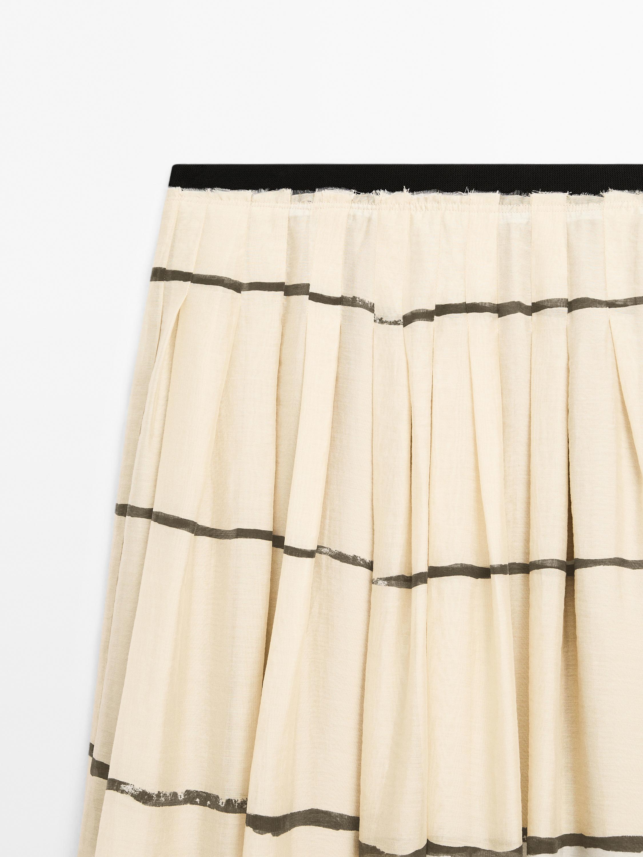 Striped flowing midi skirt