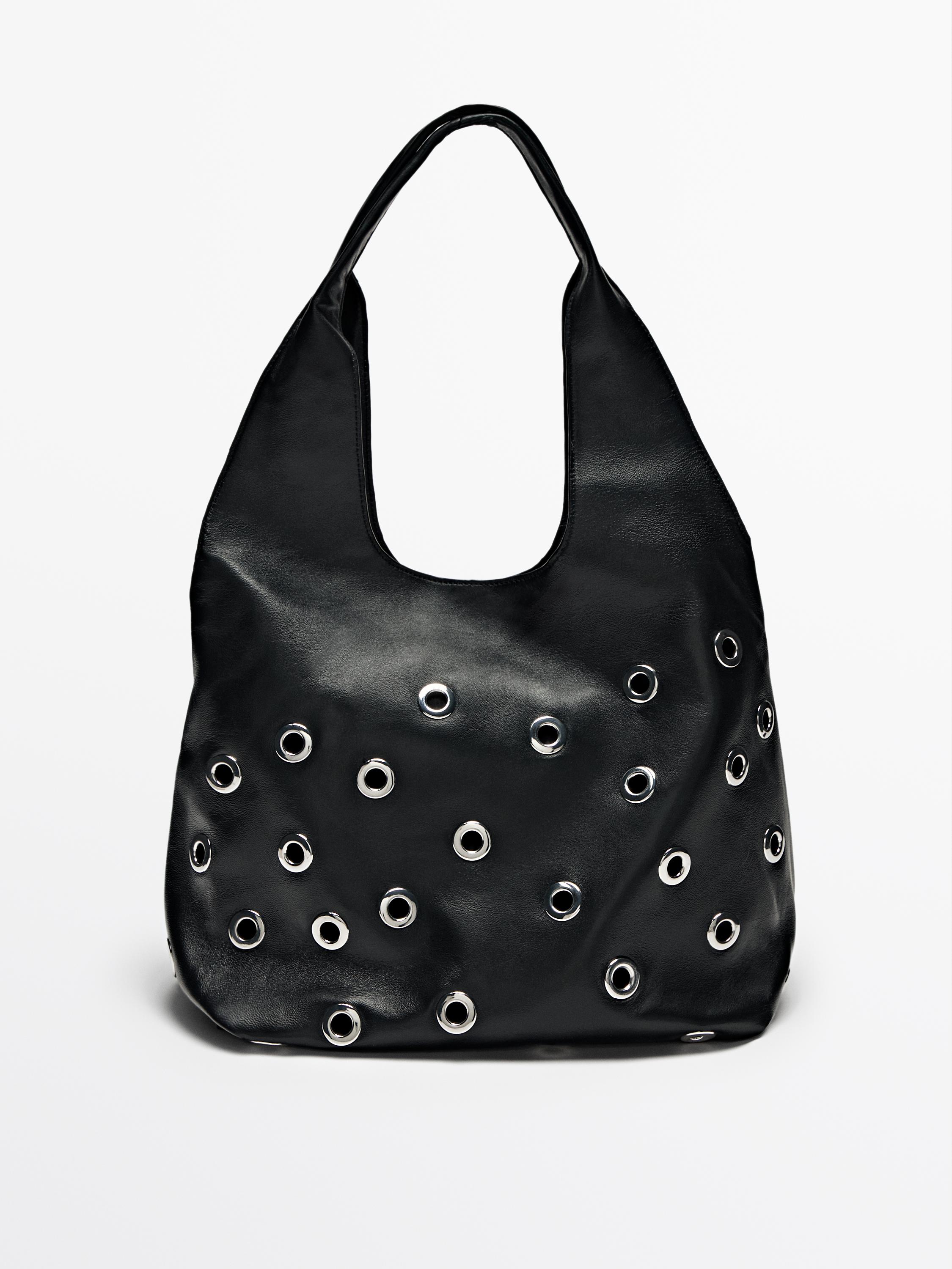 Tasche aus Leder und Nappaleder mit Eyelets-Ösen