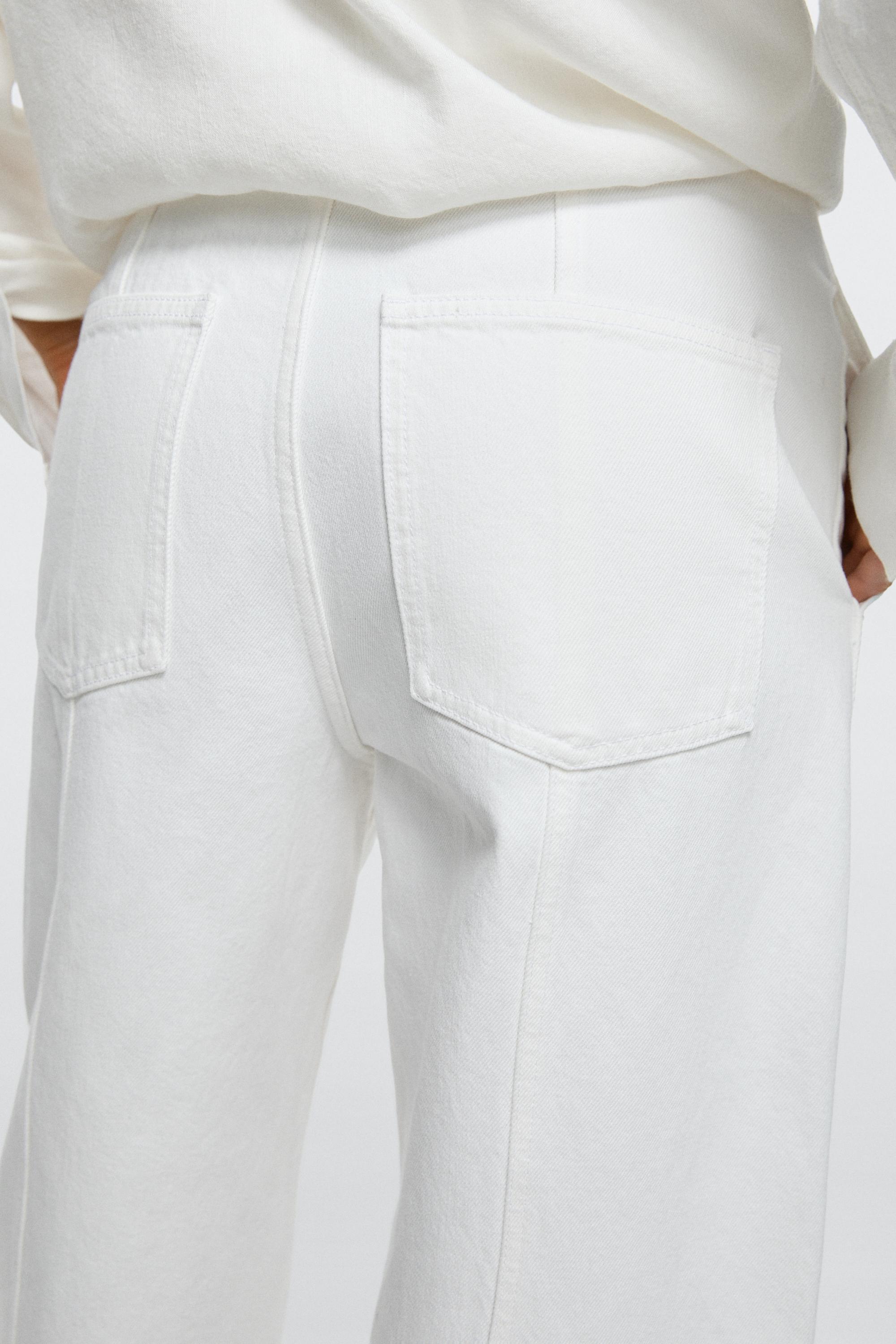 Barrel fit jeans with seam details — Off white