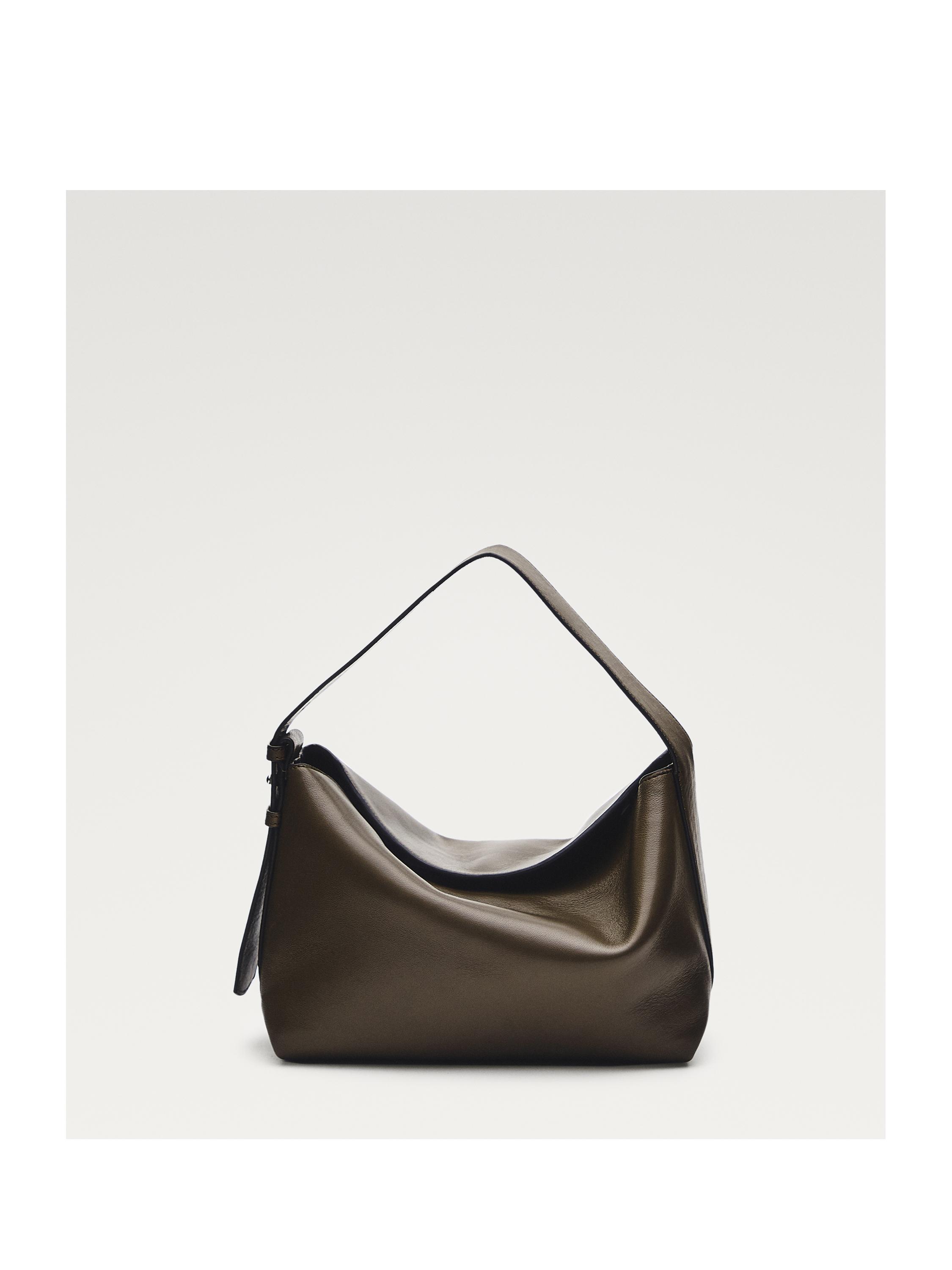 Small nappa leather shoulder bag — KHAKI