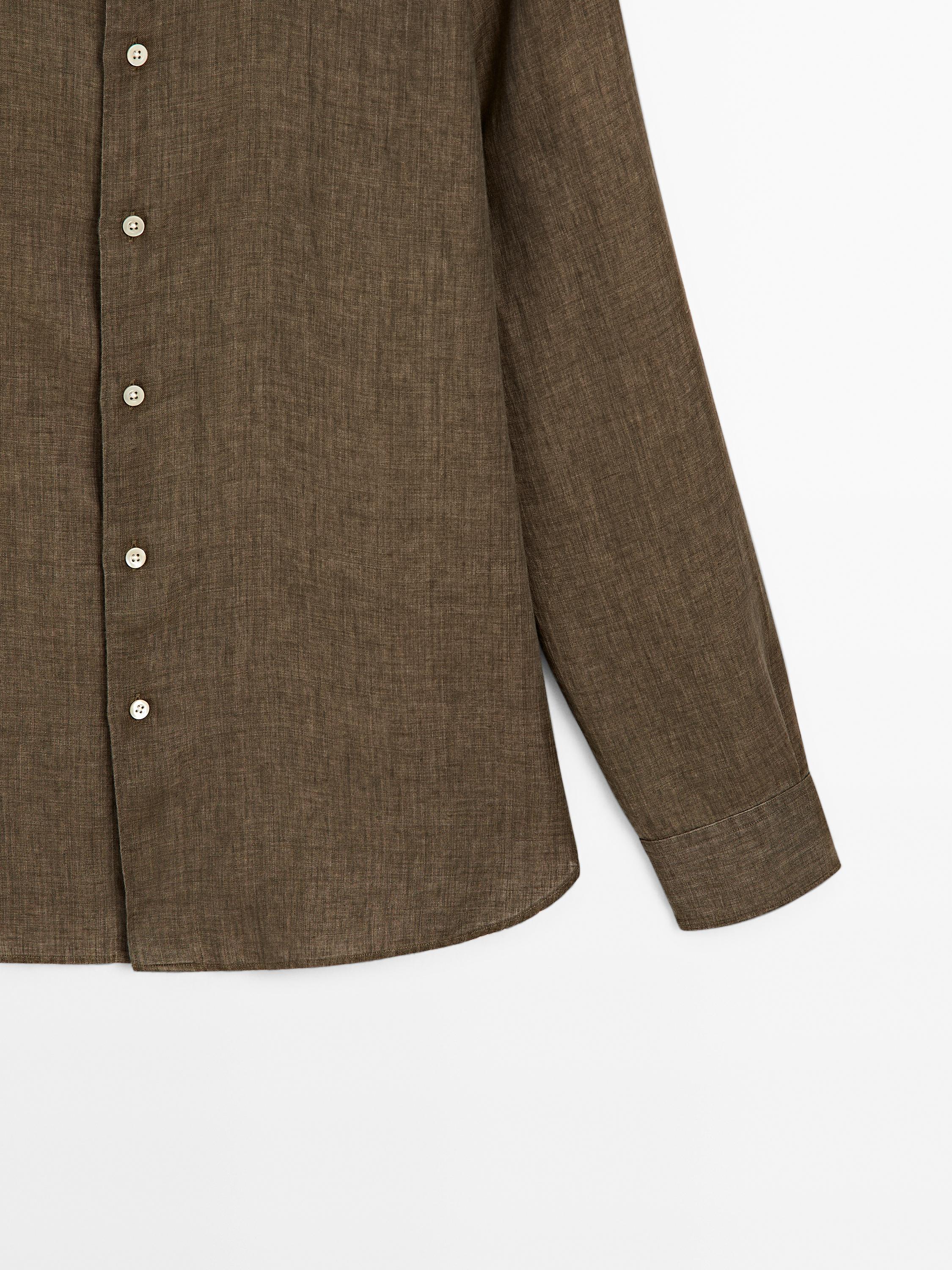 Slim fit faded 100% linen shirt