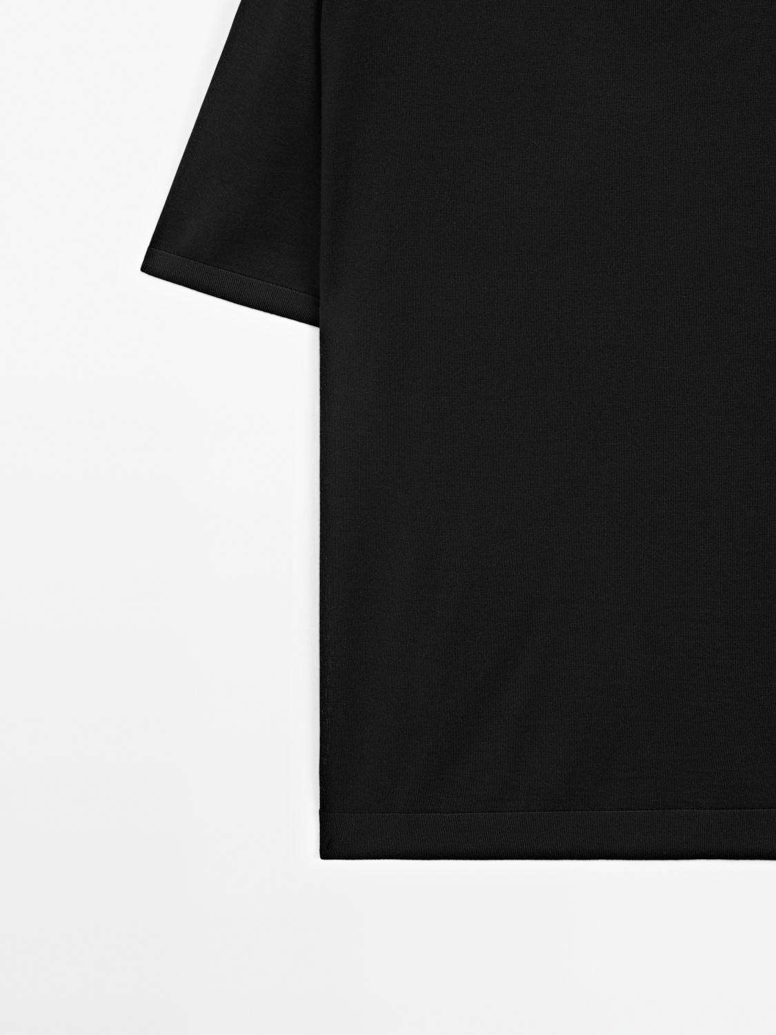 Short sleeve knit wool blend T-shirt