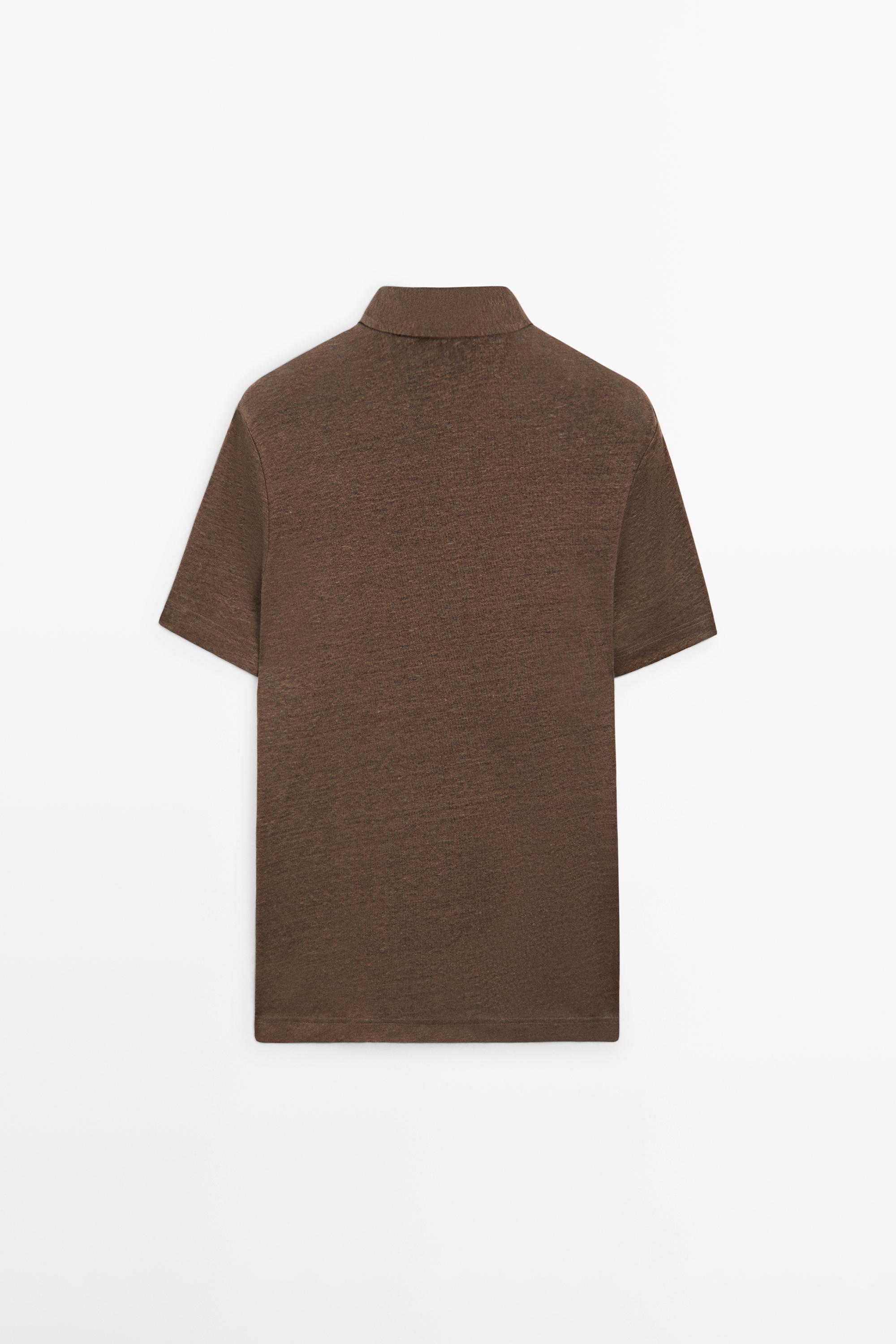 100% linen short sleeve polo shirt — OIL