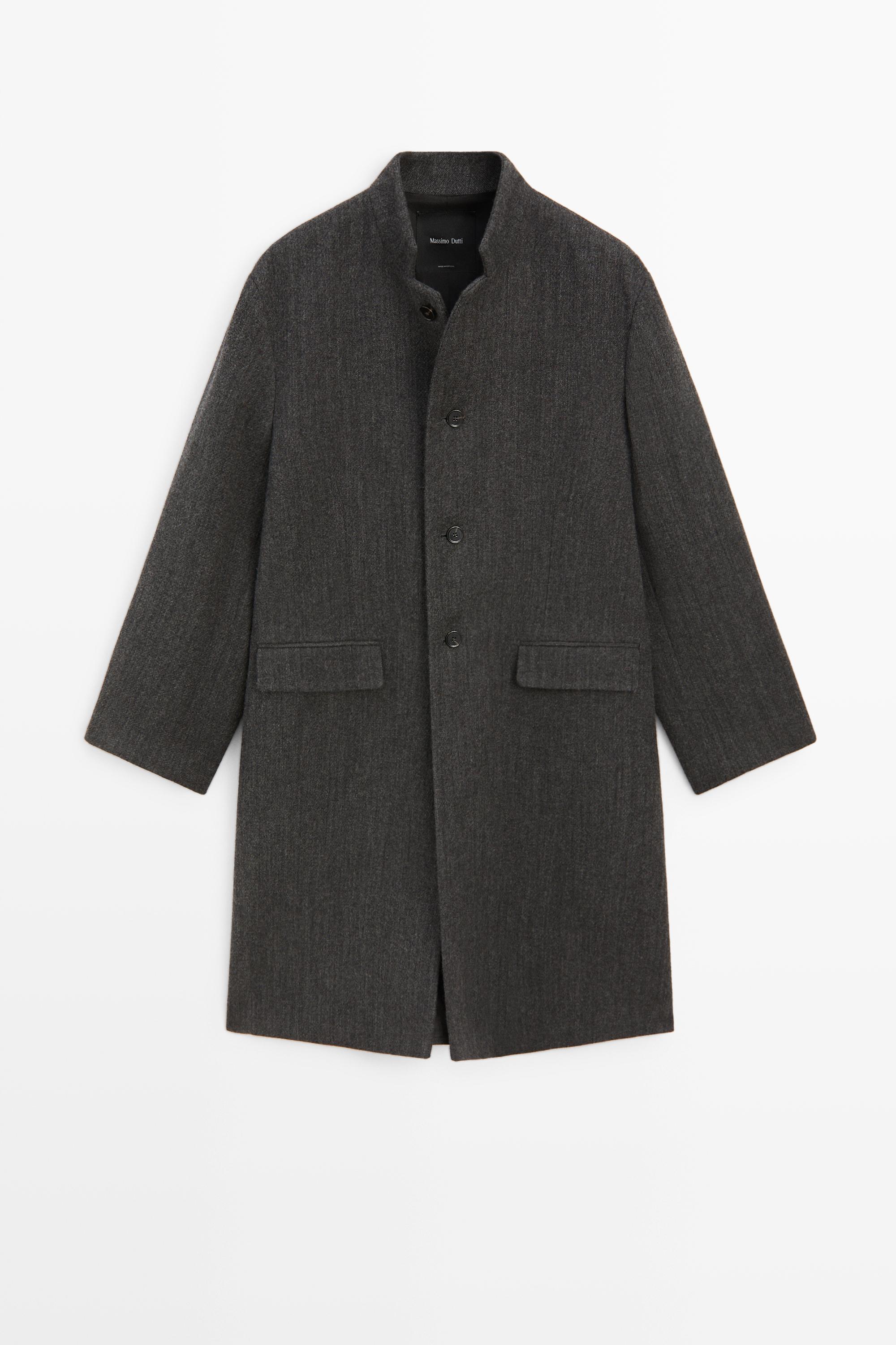 High collar wool coat
