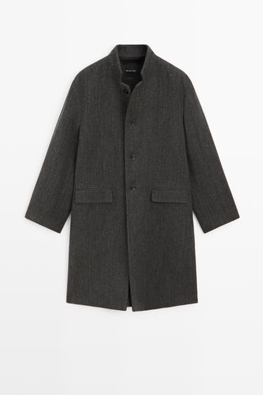High collar wool coat — DARK GREY 2