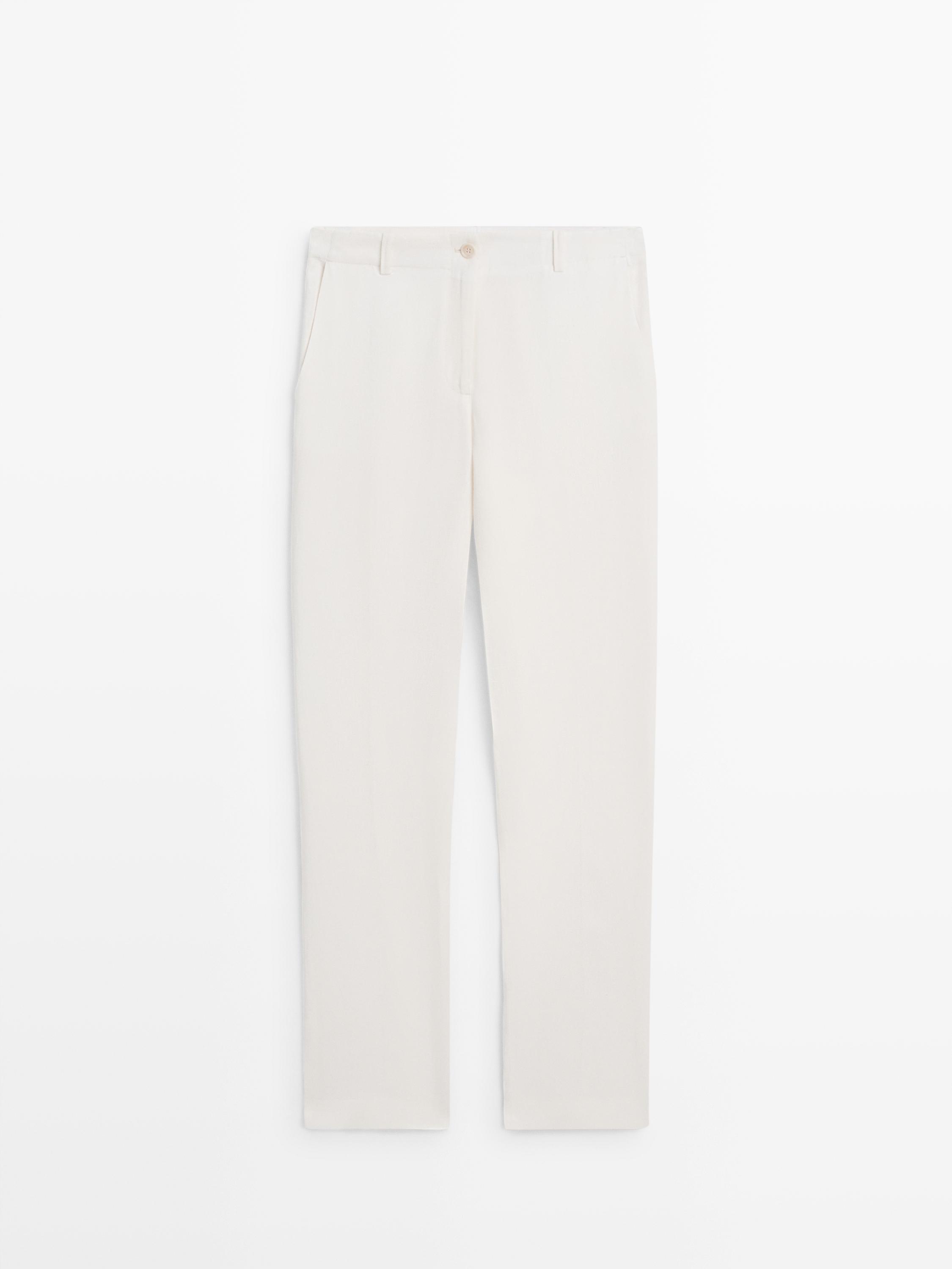 Linen suit trousers — Off white