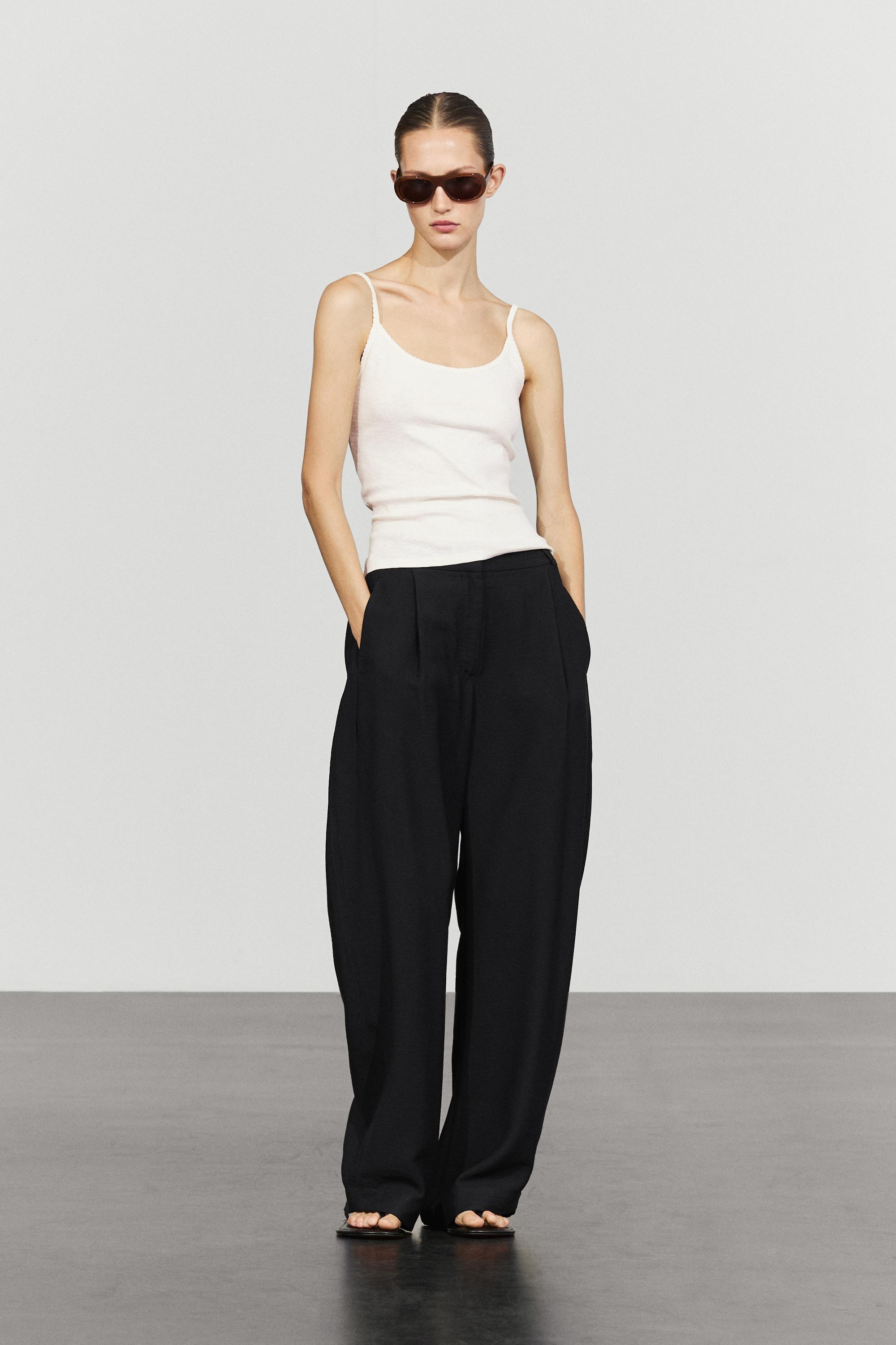 Cotton blend strappy top — Off white