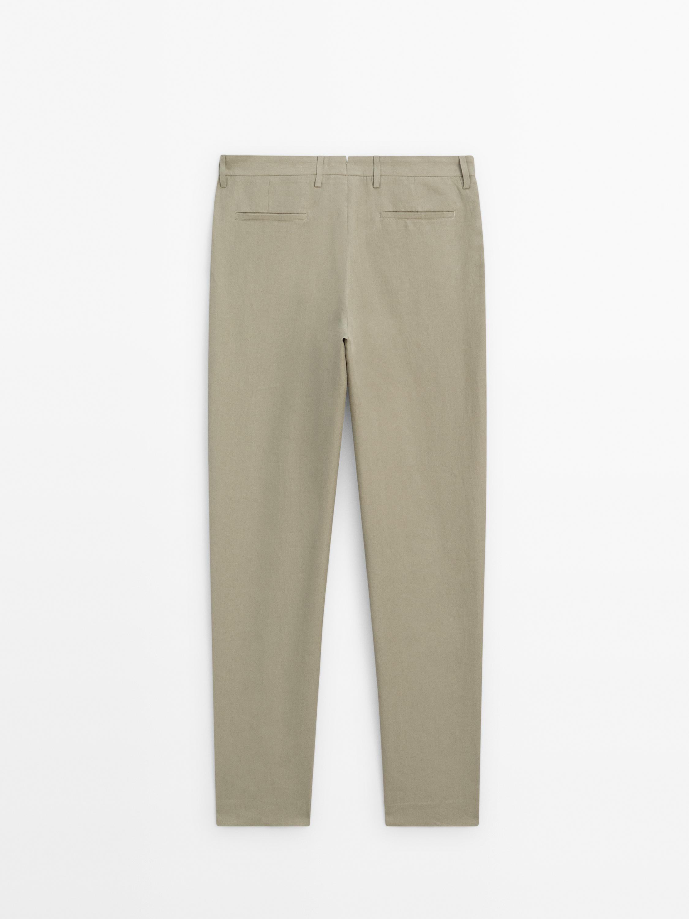 Pantalón liño traxe cintura goma
