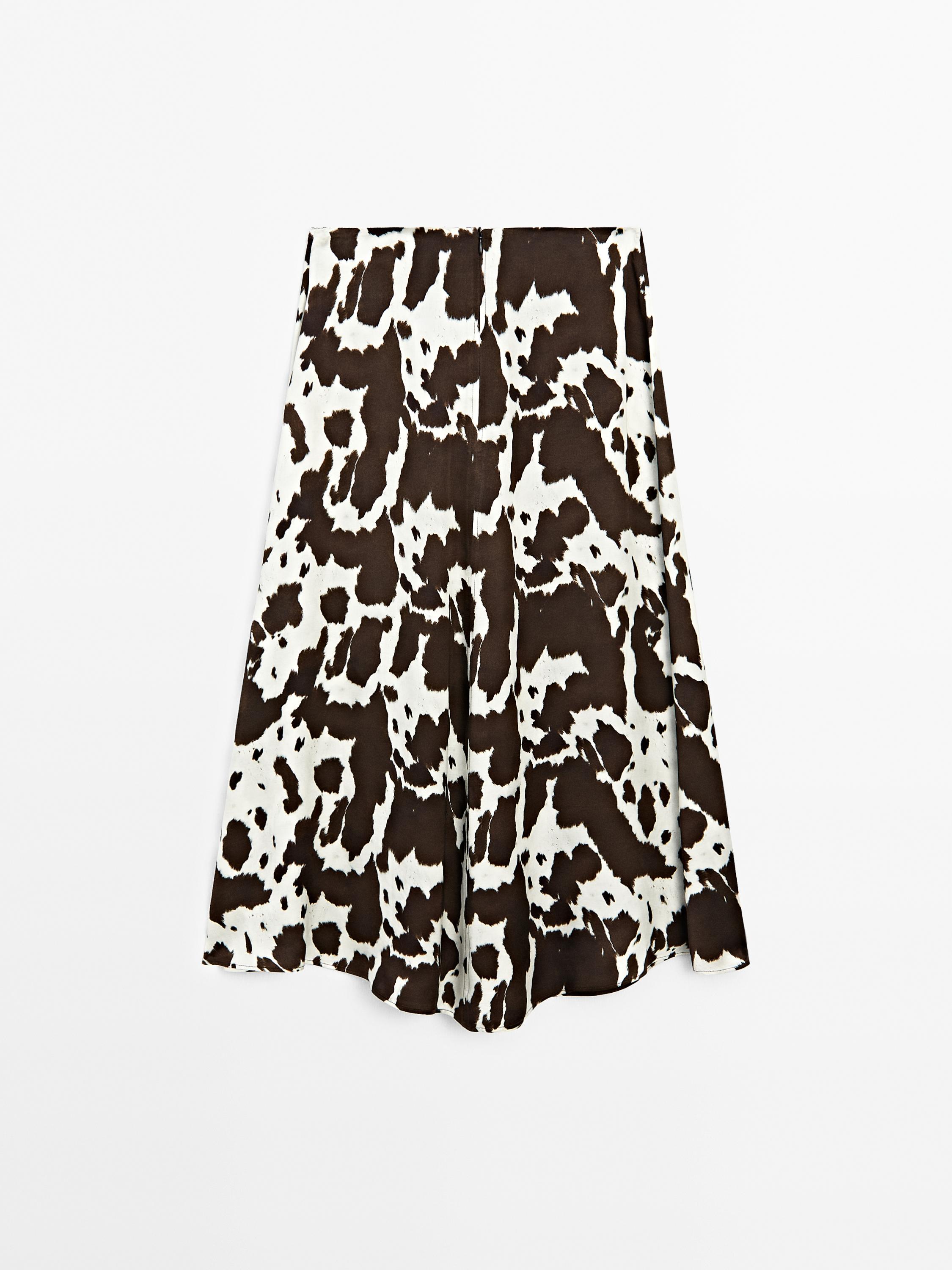 Flounce animal print midi skirt