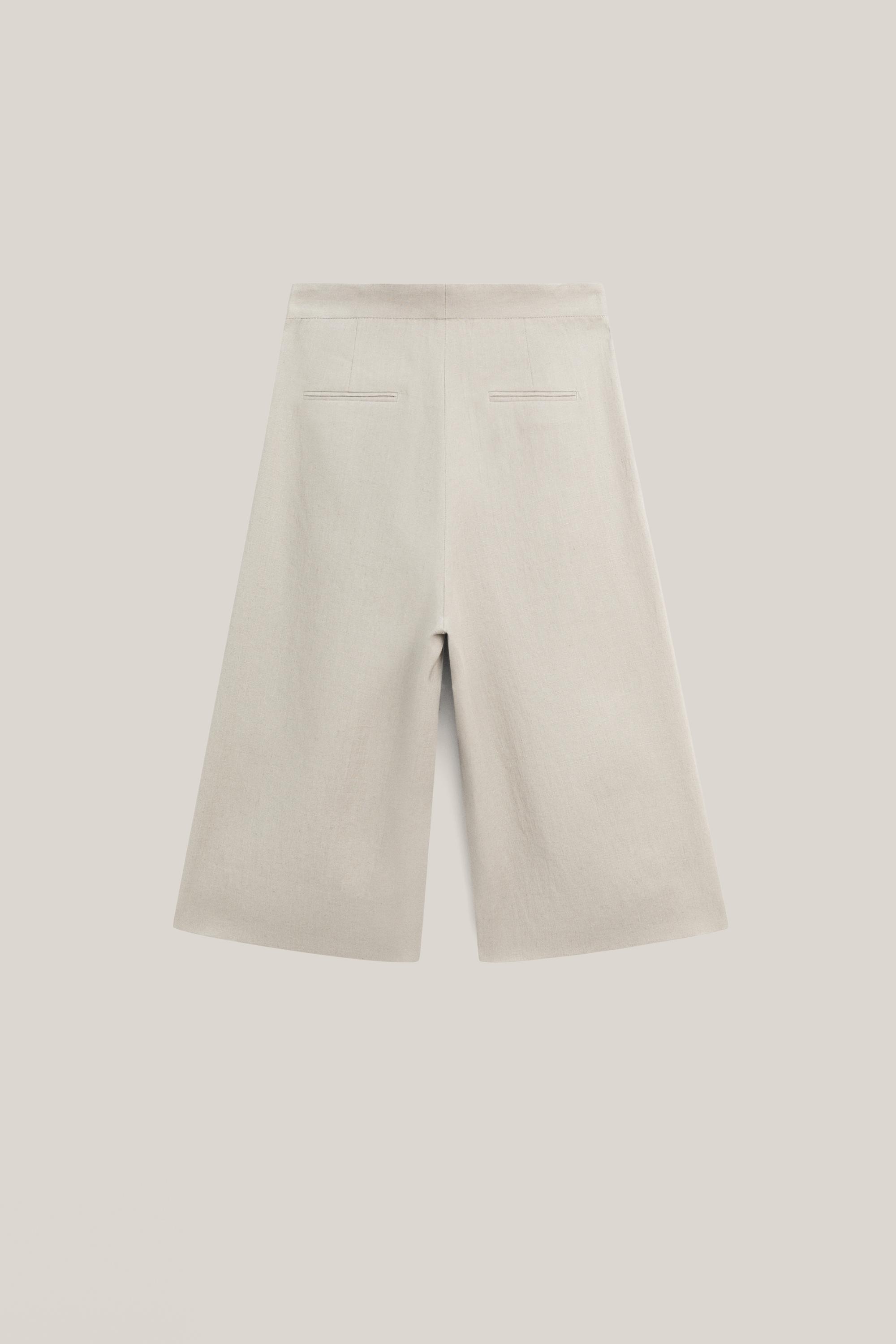 Long linen Bermuda shorts with darts - LIMITED EDITION · Grey