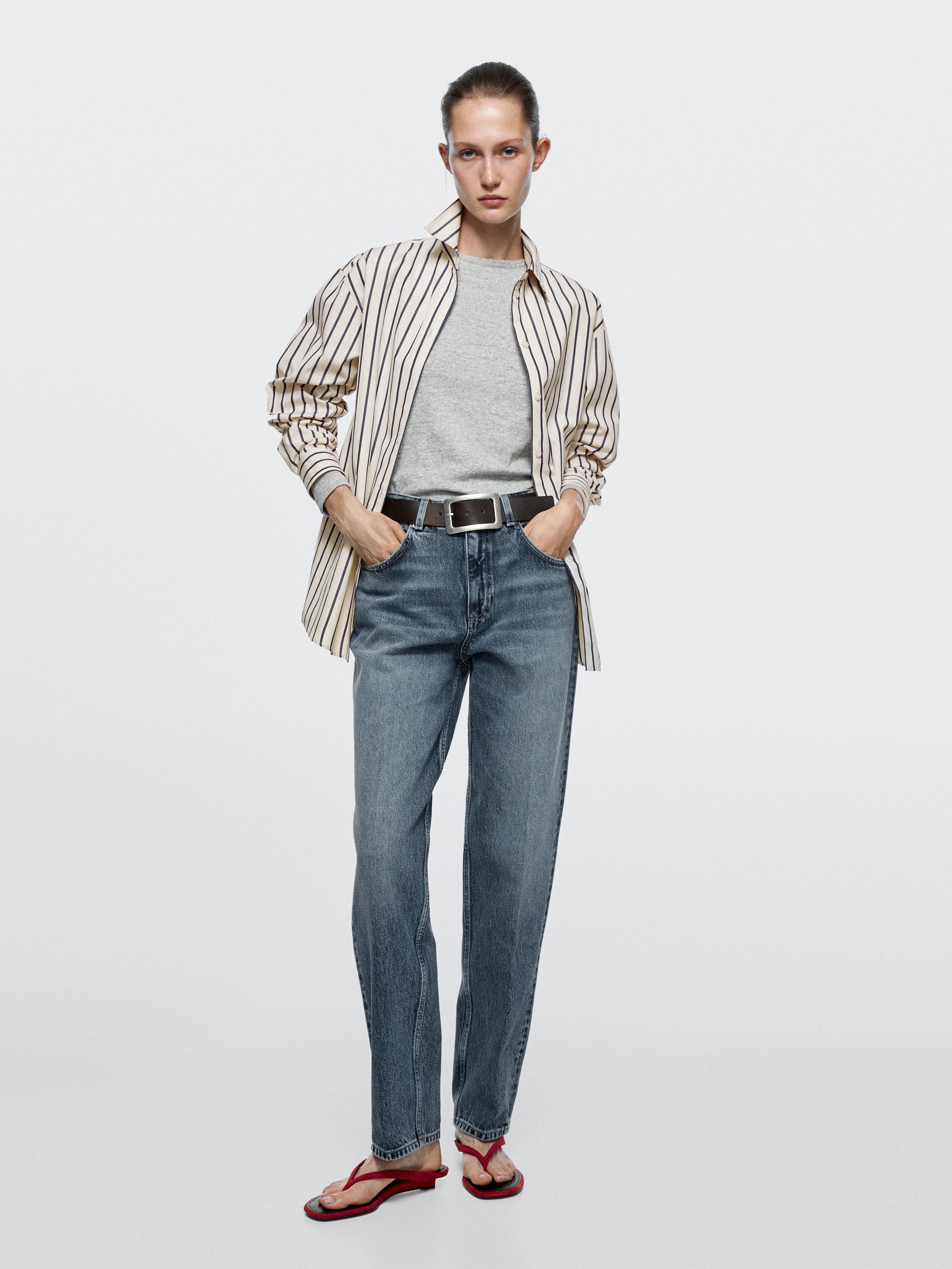 High-waist relaxed fit barrel jeans Medium Blue Trousers | Massimo Dutti High-waist relaxed fit barrel jeans Medium Blue Trousers | Massimo Dutti