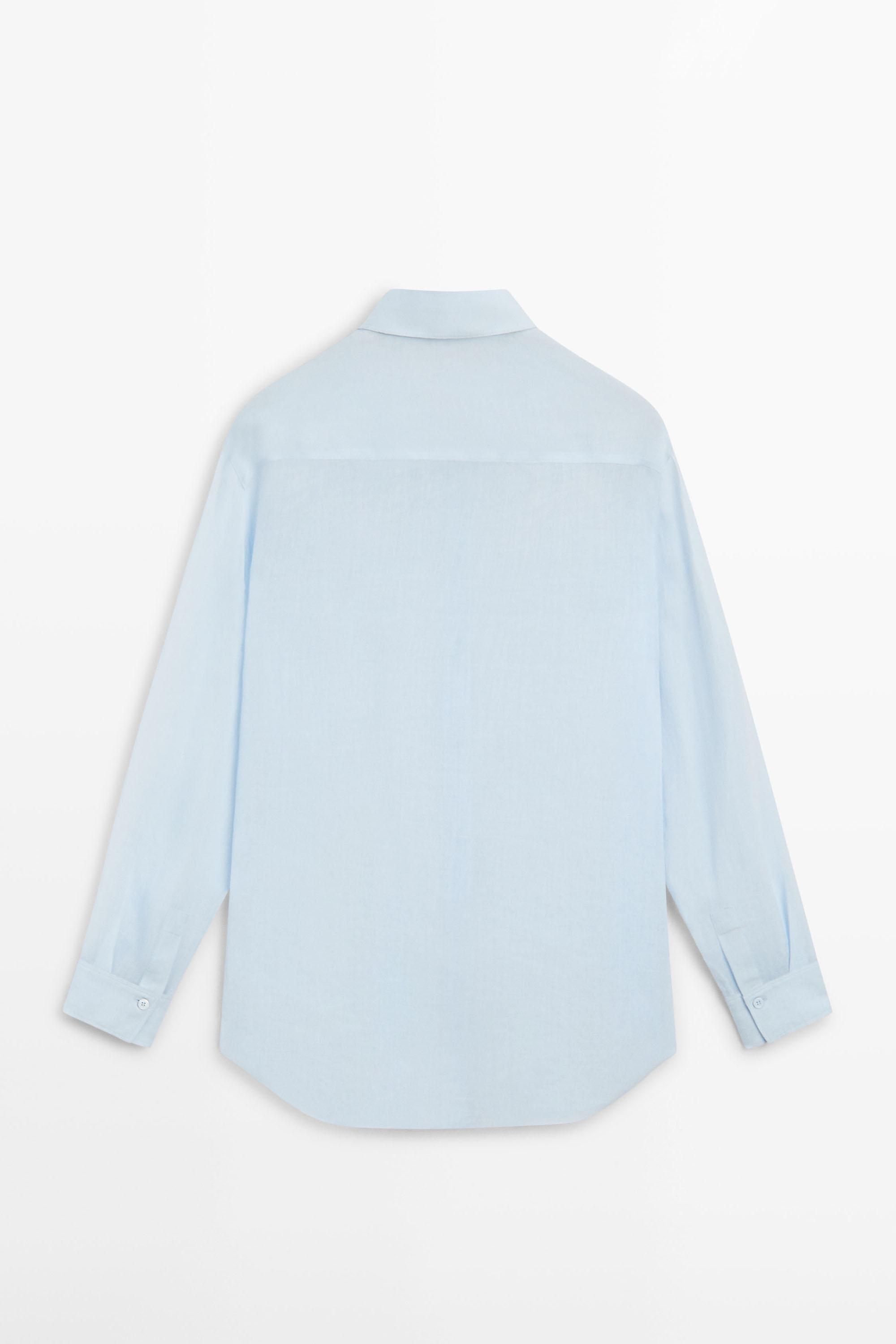 Flowing shirt with shirt collar — SKY BLUE