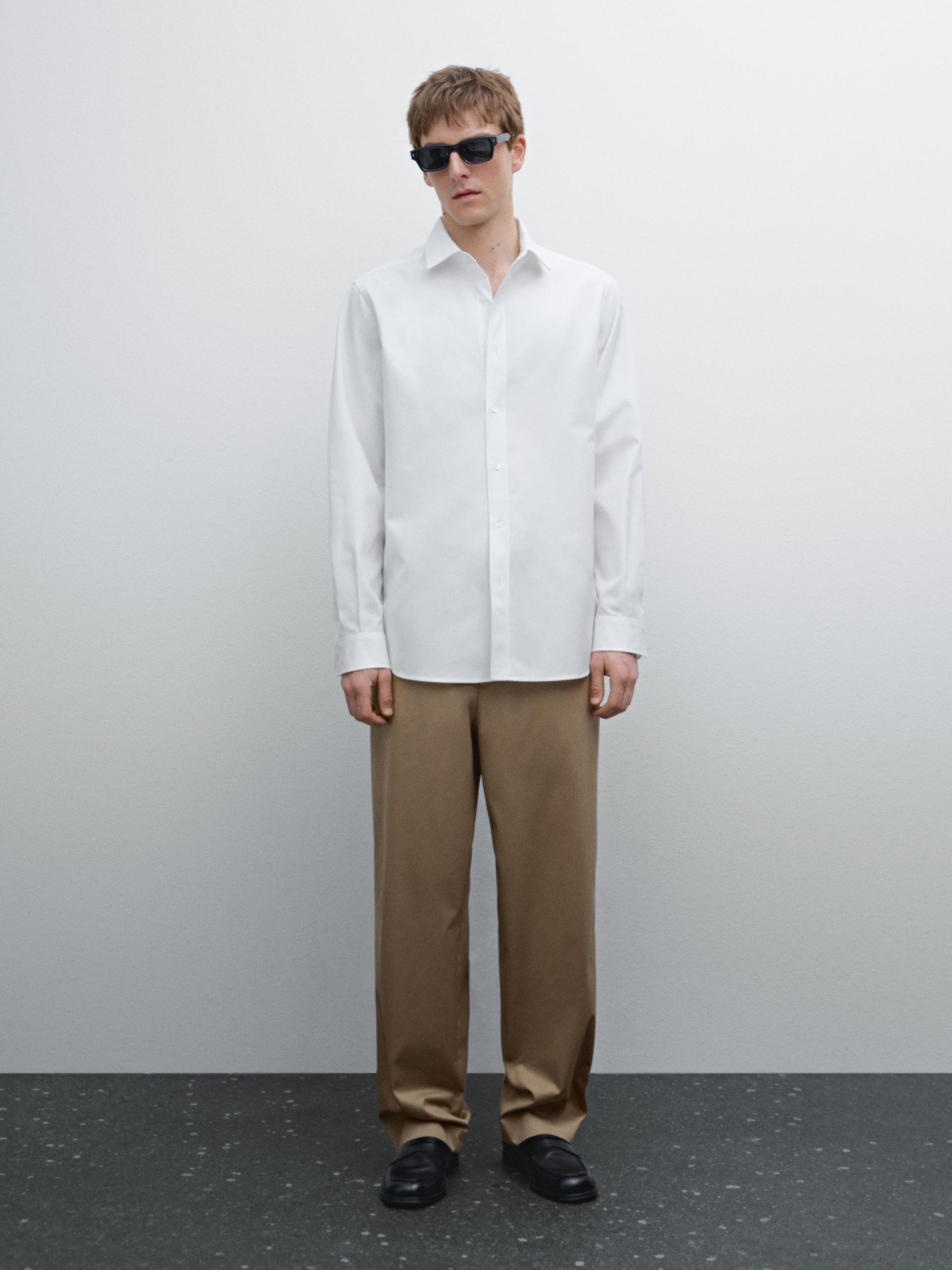 Camicia Regular Fit 100% Cotone - Bianco - M - Massimo Dutti - Maschile