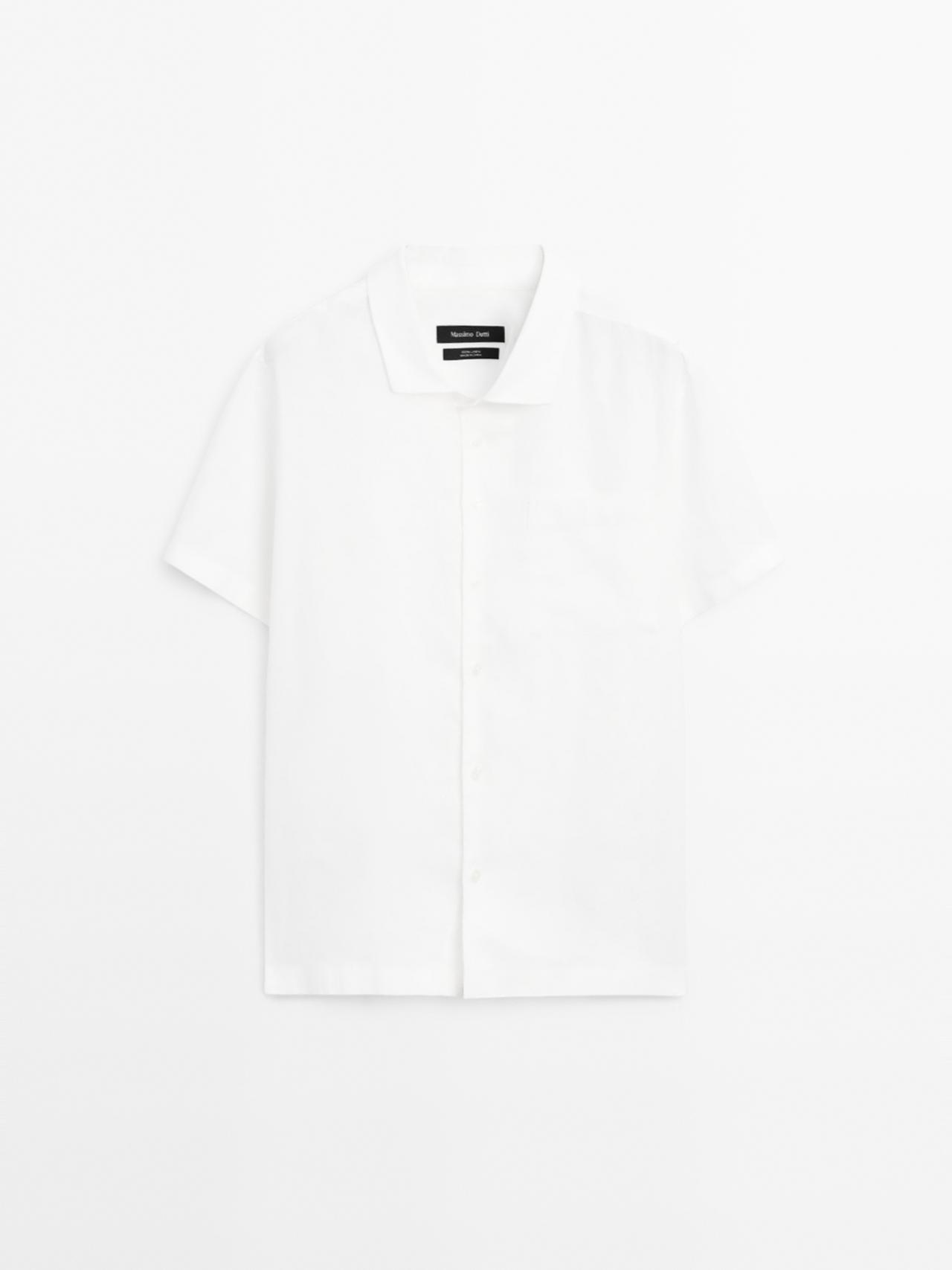 Massimo Dutti - Herre - Kortærmet, Regular Fit Skjorte - Råhvid - S