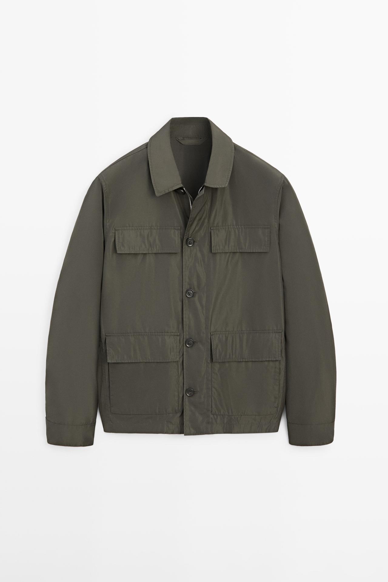 Massimo Dutti - Herre - Let Jakke Med Lommer - Kaki - Xxl