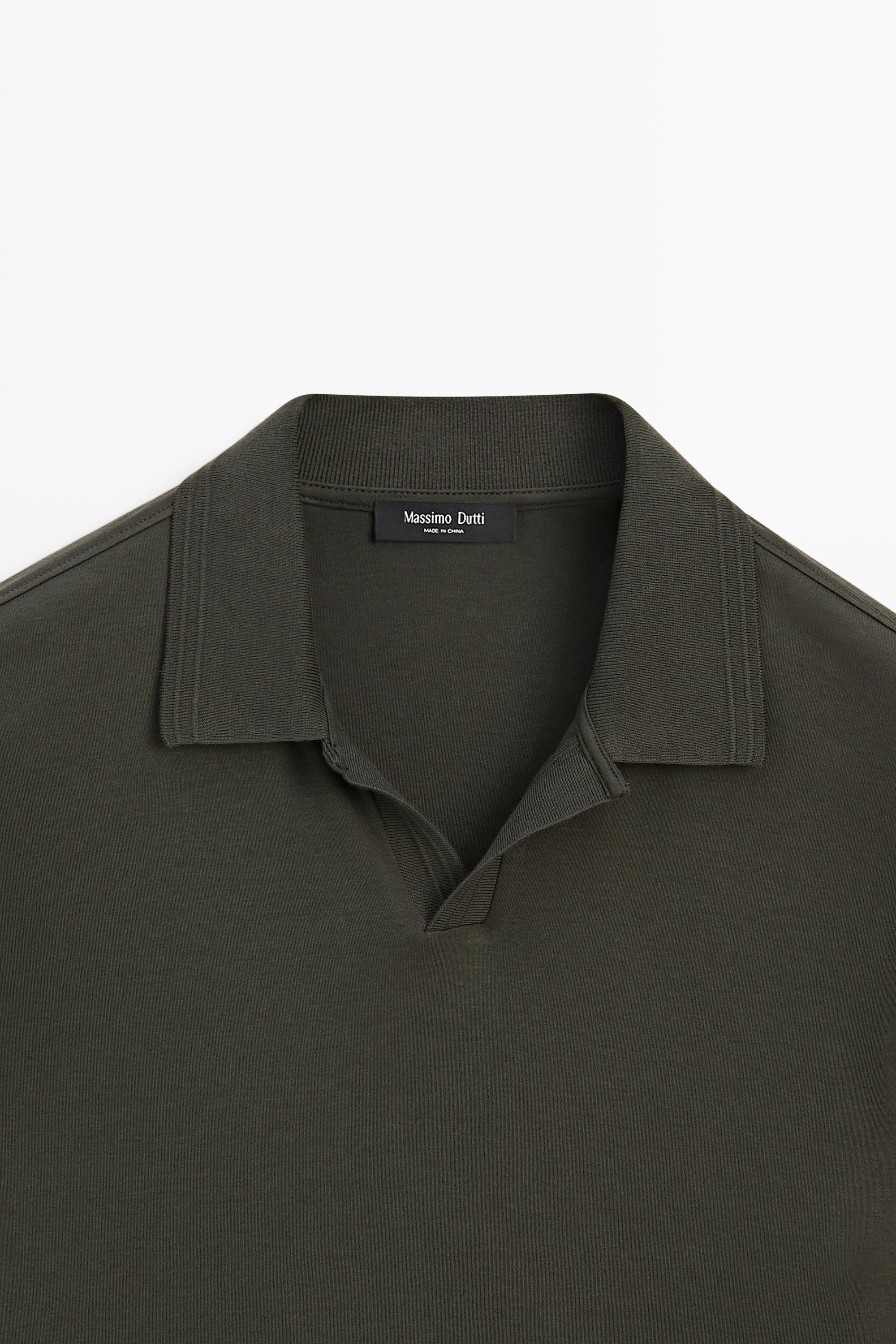 100% cotton long sleeve polo shirt — PALE OCHRE