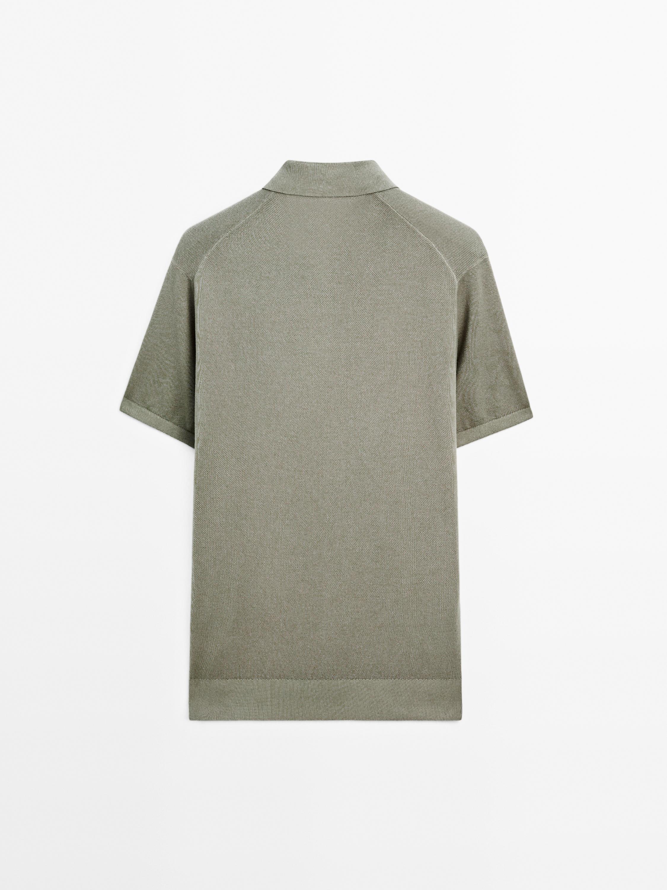 Knit V-neck polo shirt
