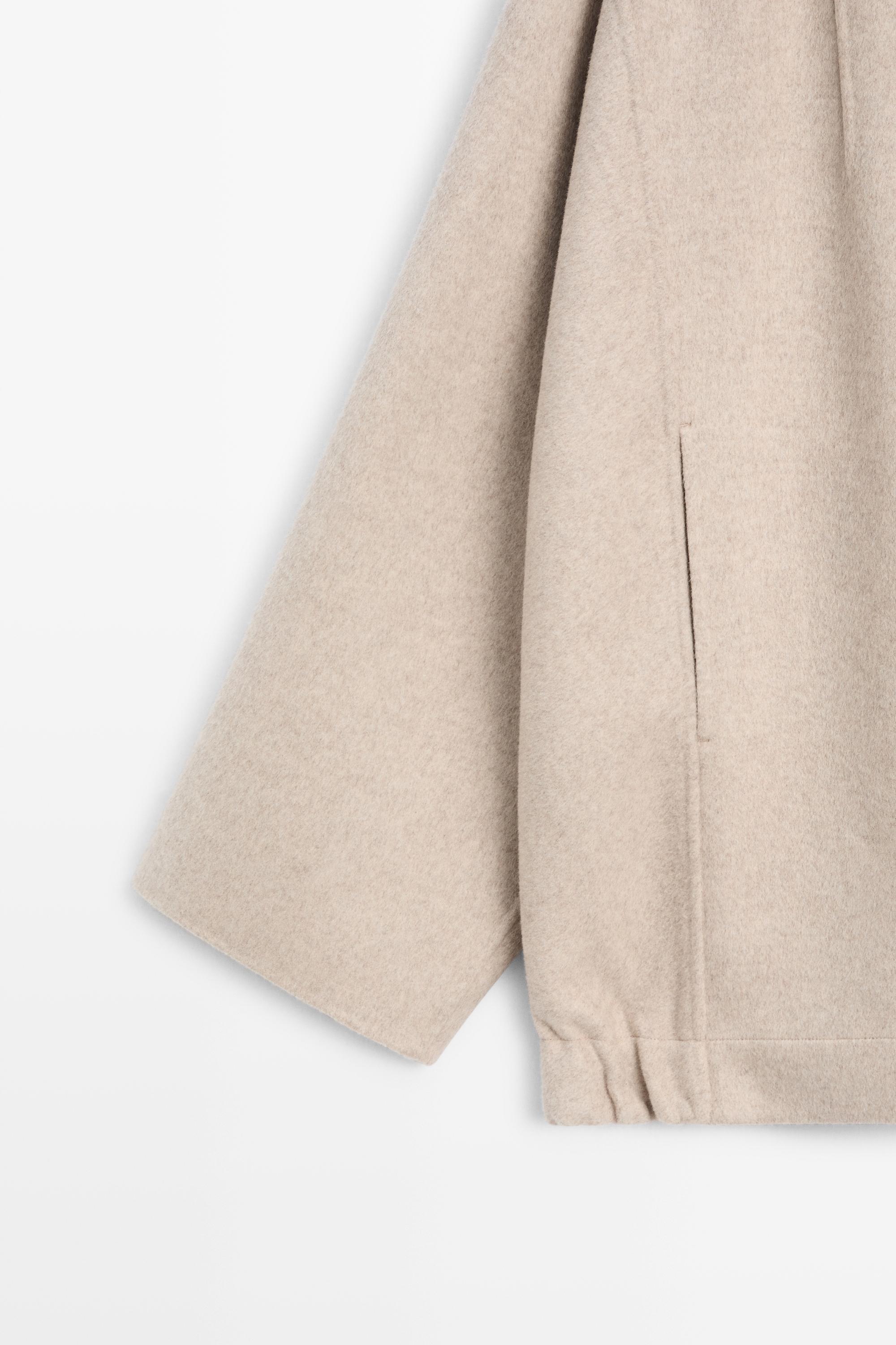 Wool blend bomber jacket — BEIGE
