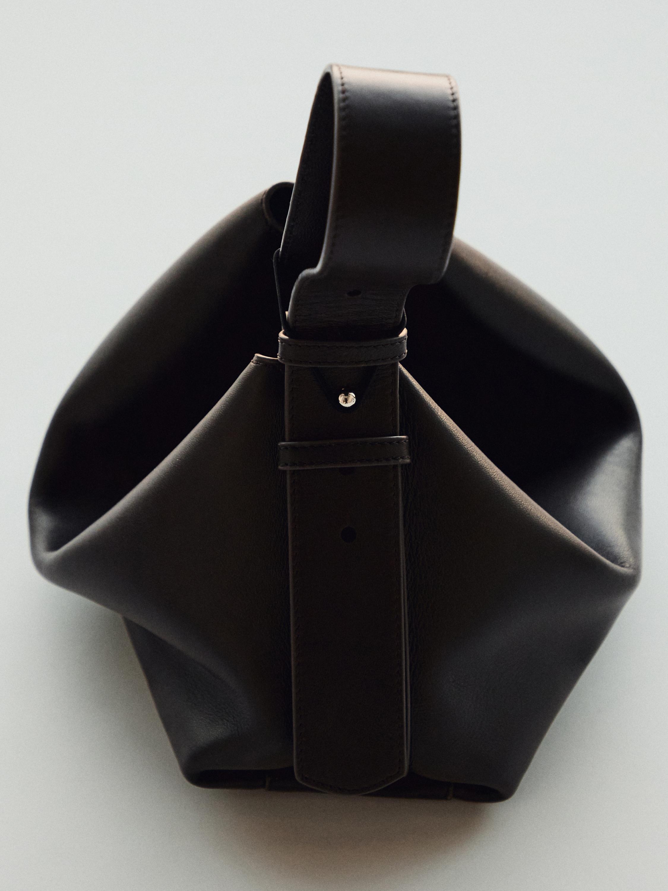 Small nappa leather shoulder bag — BROWN