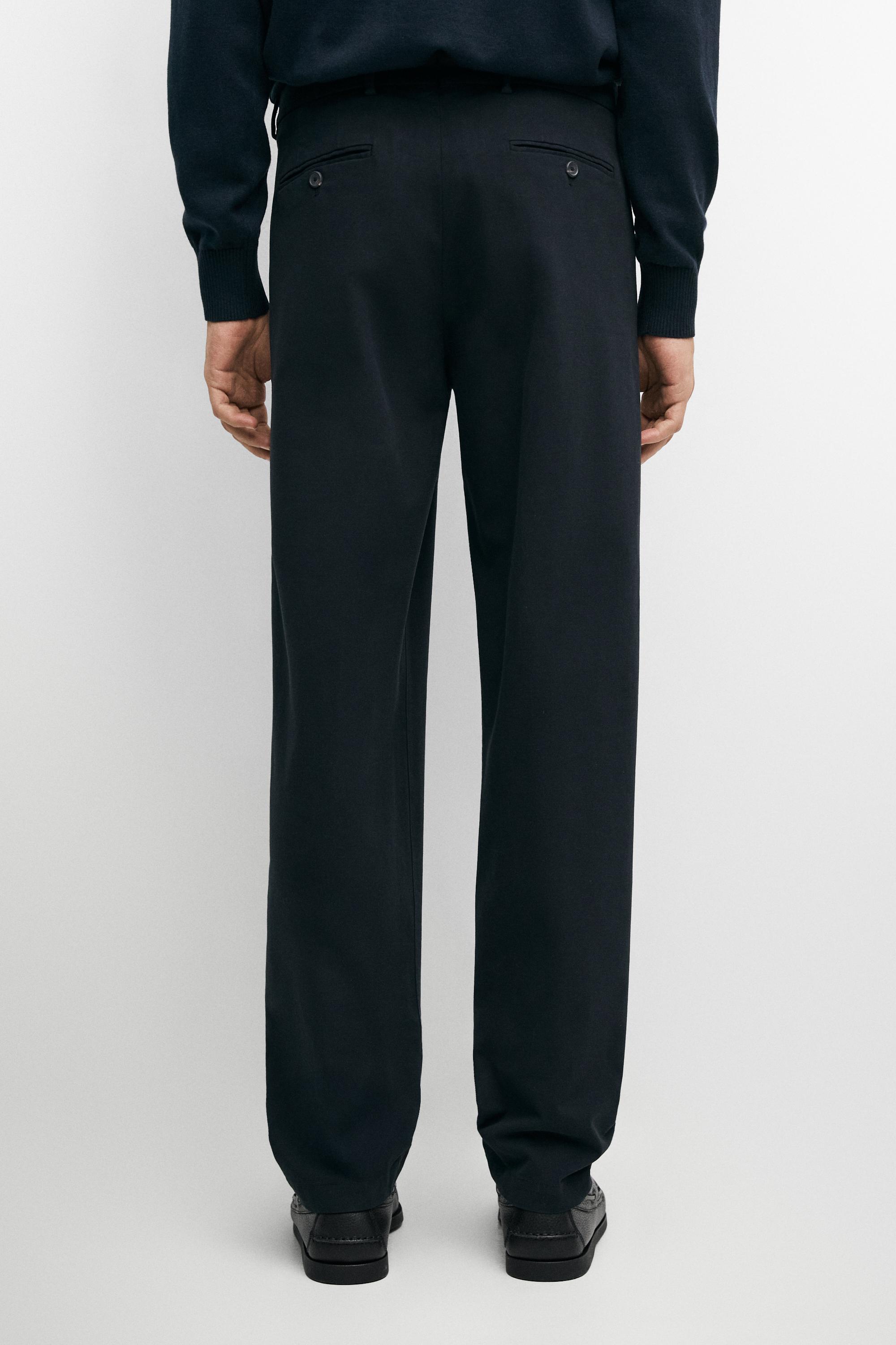 100% cotton slim fit pants — NAVY BLUE